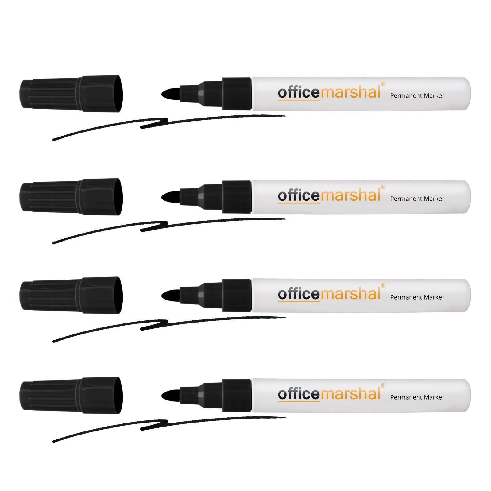 Office Marshal Whiteboard Marker 10er-Set verschiedene Farben, 4 Farben, (10-tlg), Für Whiteboards und Flipcharts Schwarz