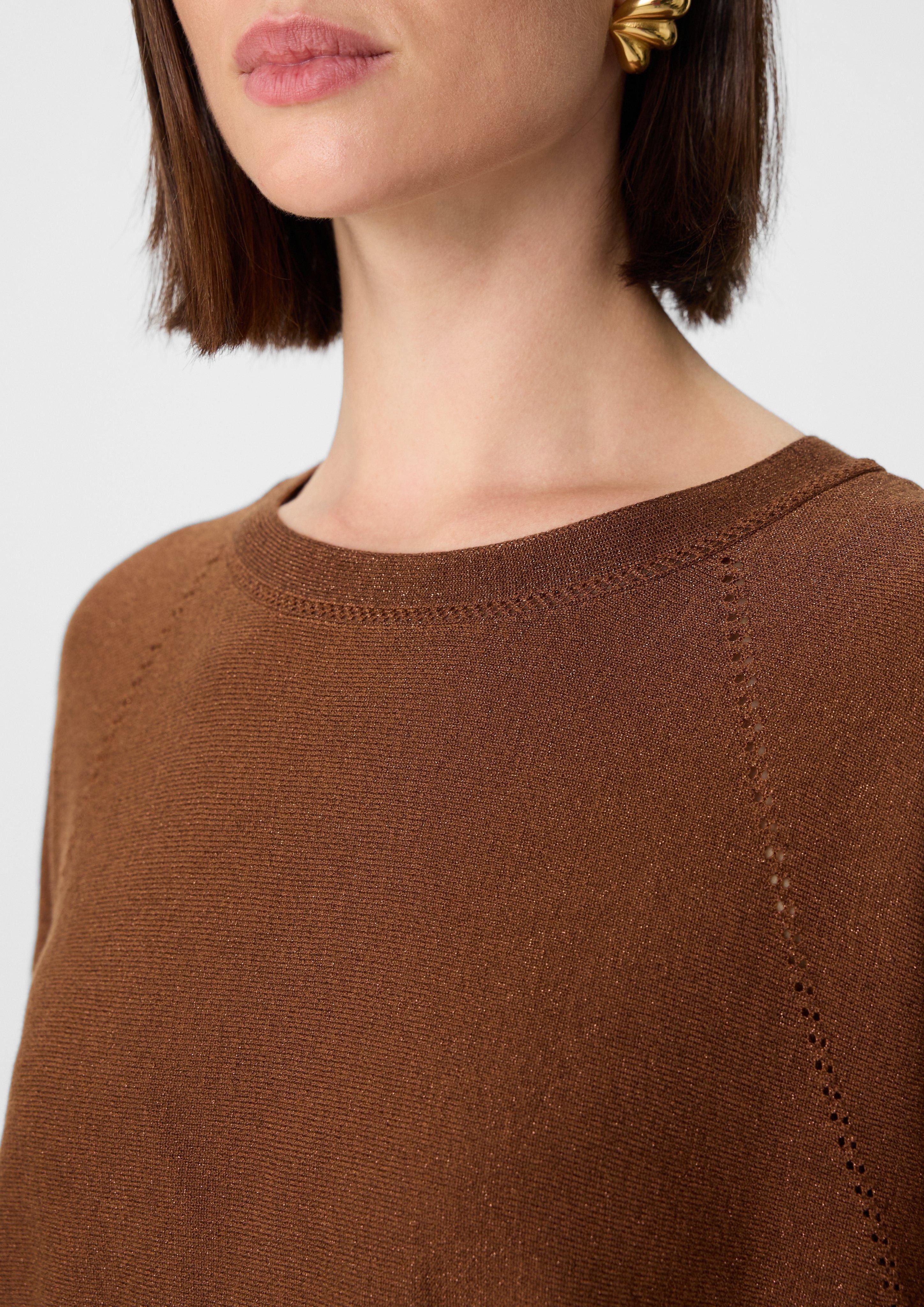 Comma Kurzarmshirt Kurzärmeliger Feinstrick-Pullover mit Glitzergarn günstig online kaufen