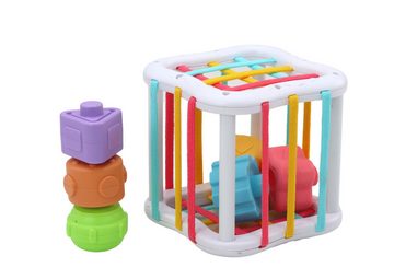 LEAN Toys Lernspielzeug Spielzeugset Koala-Turm Würfelspinner Gummibänder Lernwürfel Blöcke