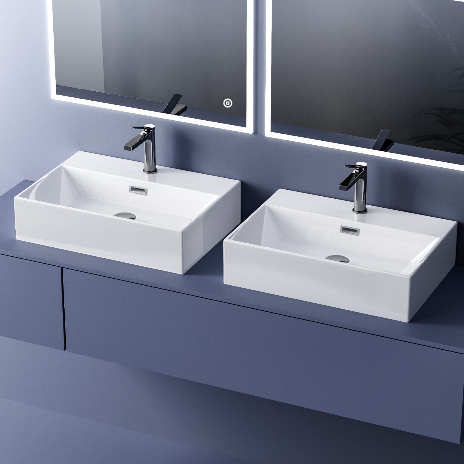 EMKE Waschbecken Aufsatzwaschbecken Handwaschbecken Wandmontage Waschtisch 60*36 cm