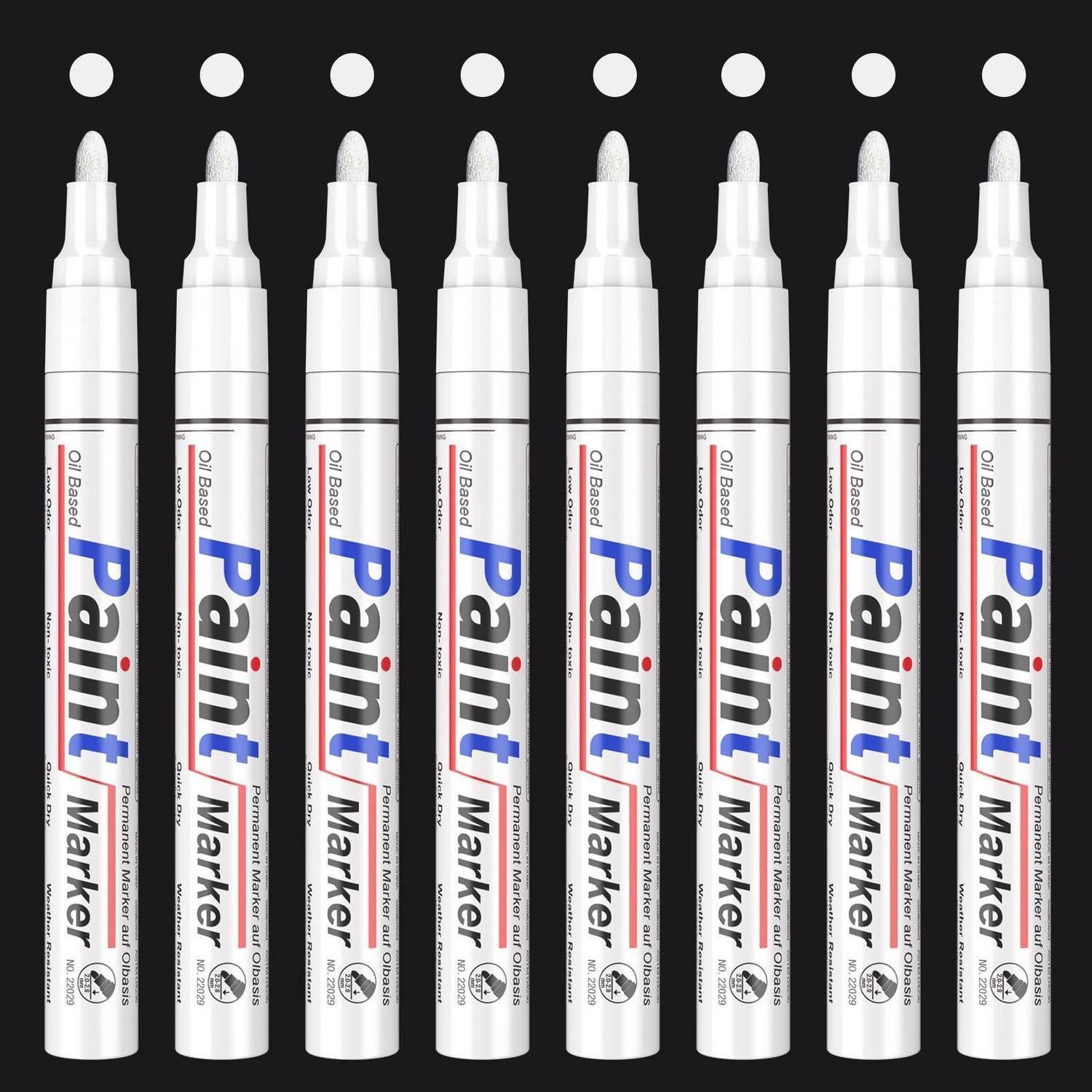 LuxusKollektion Lackmarker Lackstift Weiß 8er Set Rundspitze 2-3mm