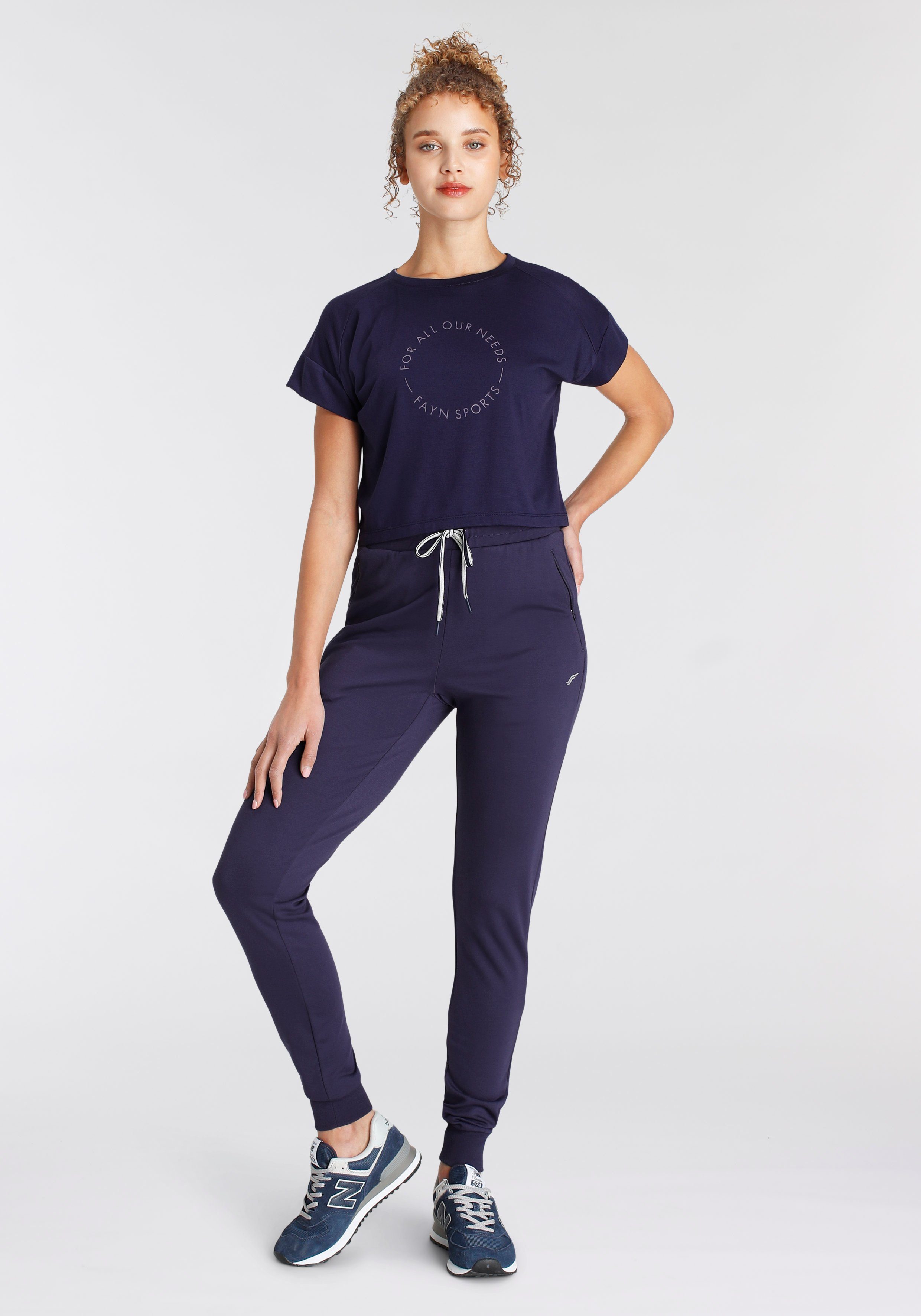 FAYN SPORTS T-Shirt Cropped (Set, 2-tlg) navy-purple Top