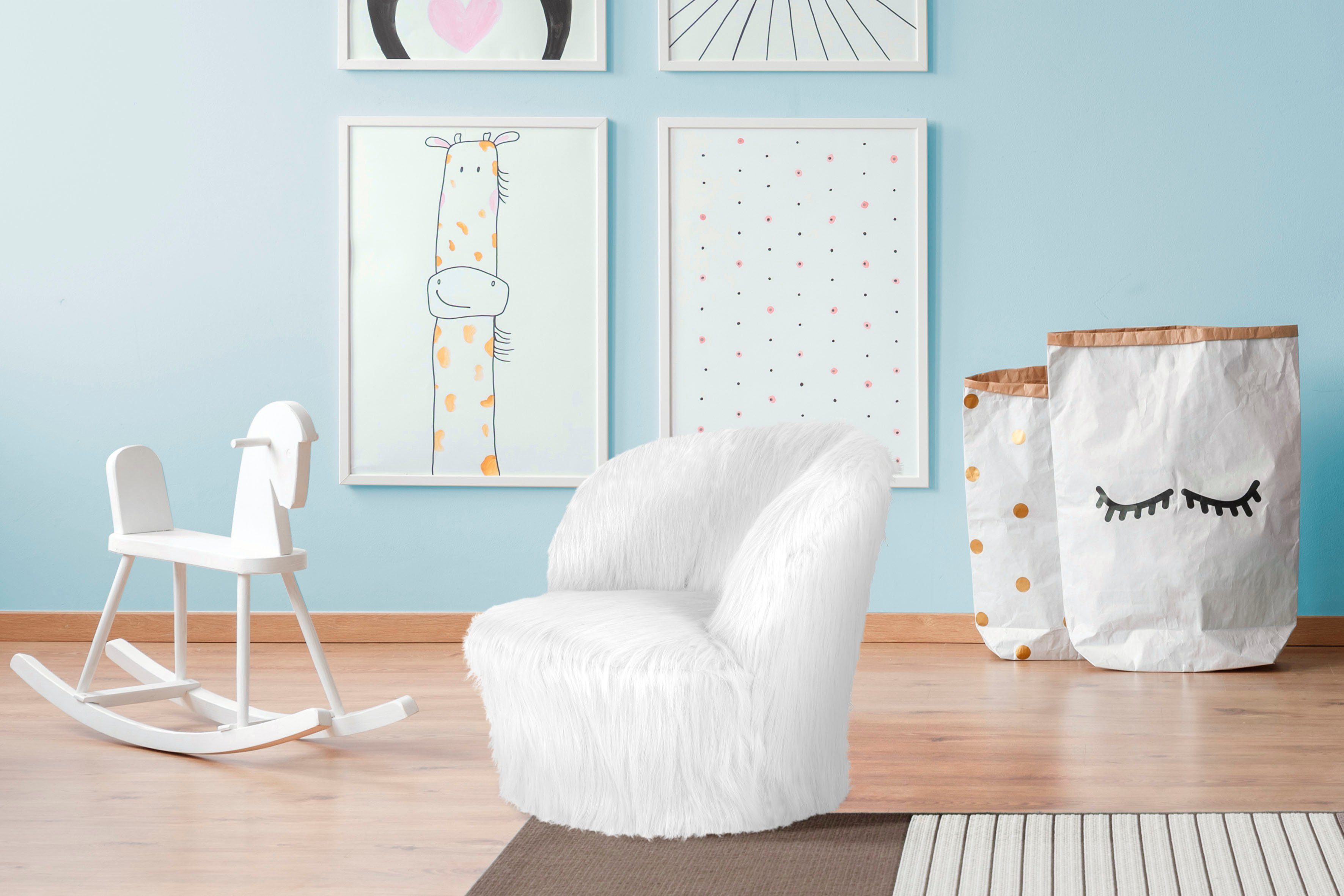 Kayoom Sessel Kinderstuhl Nanny 225, bequemer Kindersessel (1-St), bequem, weiche Polsterung, flauschiger Bezug aus Kunstfell