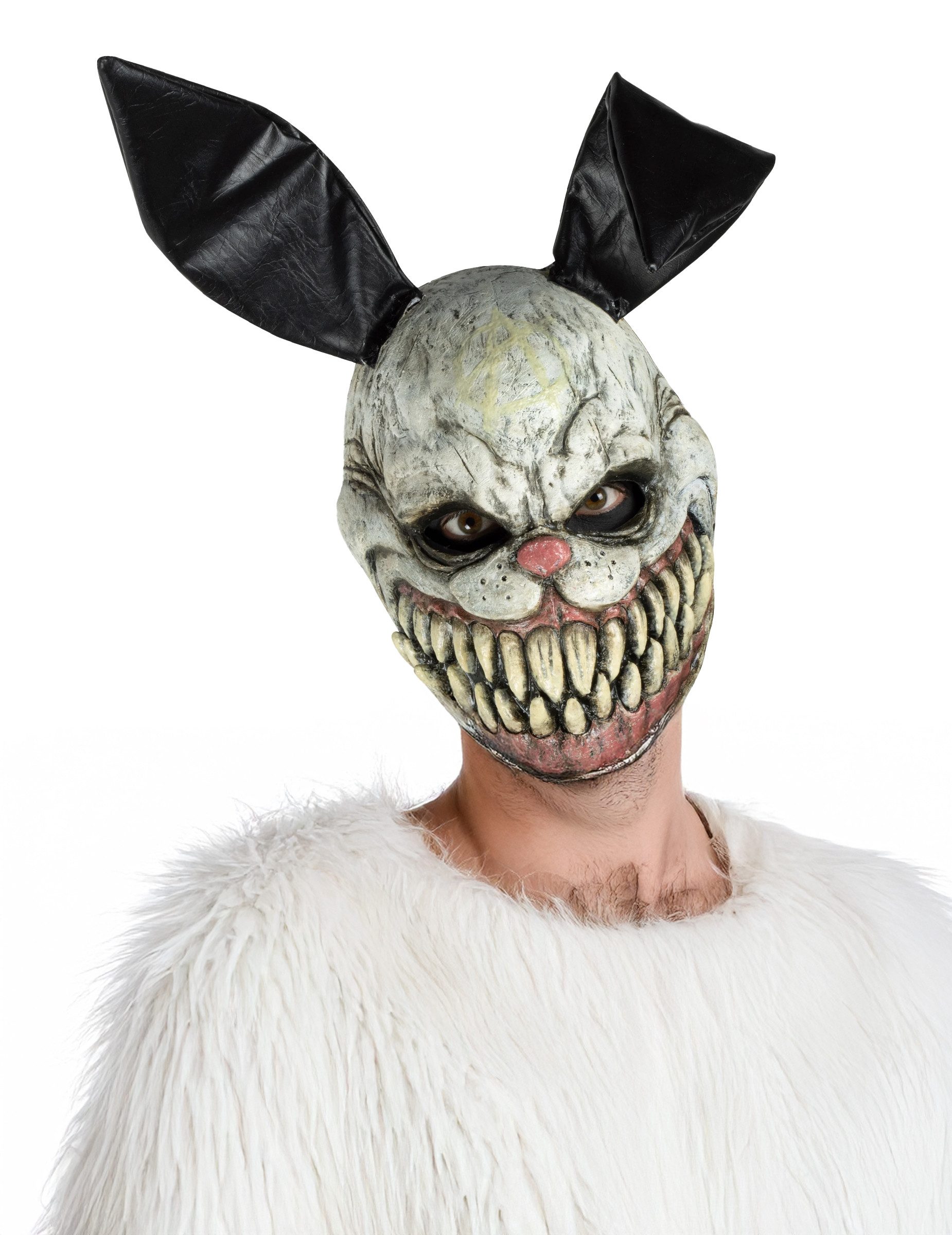 Kostüm Hasenmaske im Horrorstyle, Erwachsene