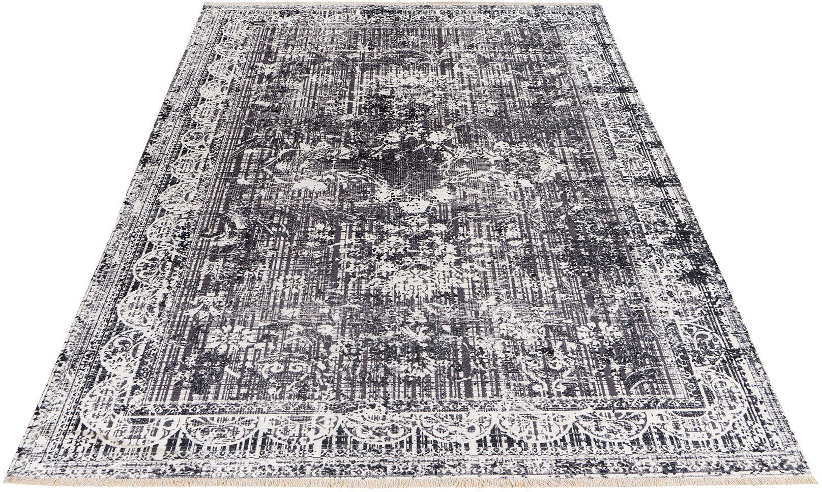 Obsession Teppich My Valencia 632, rechteckig, Höhe: 6 mm, Orient-Optik, Vintage Design, mit Fransen, waschbar