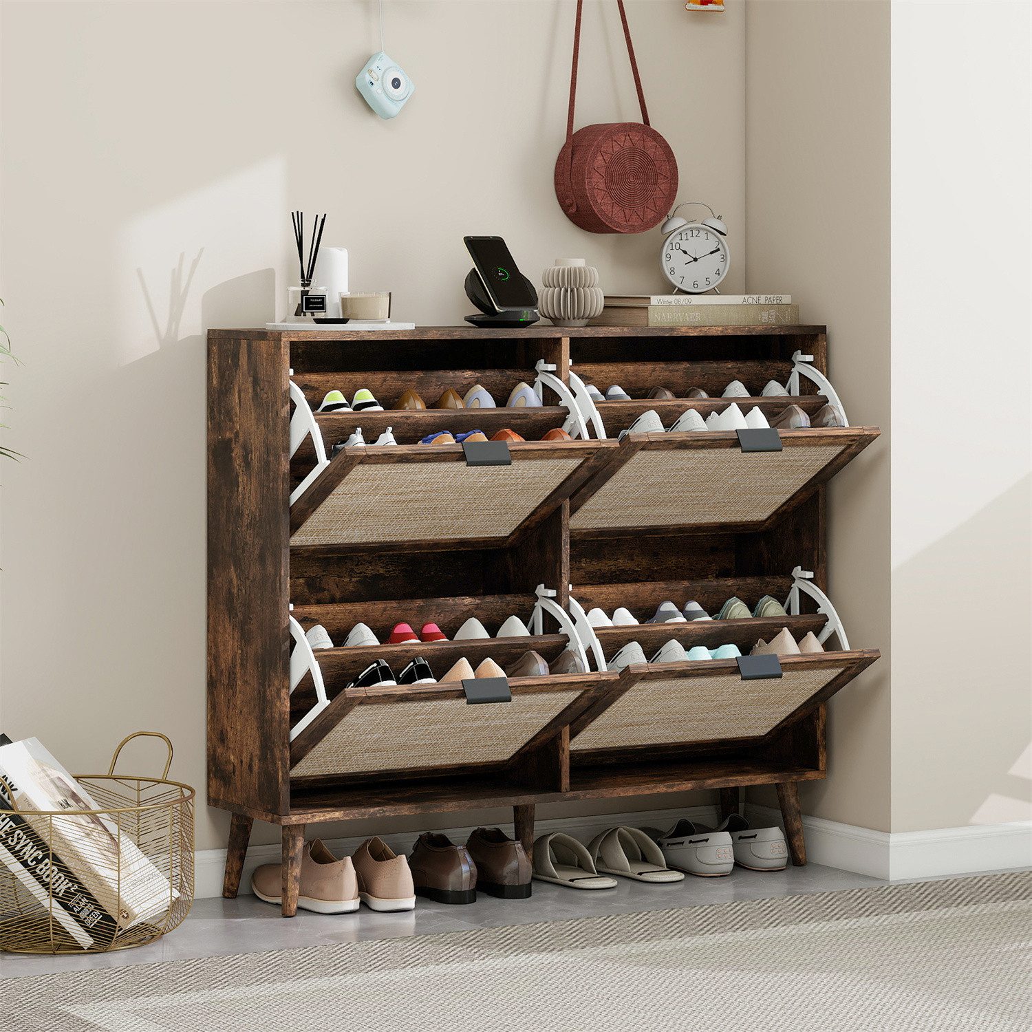 Fanttik Schuhschrank Holz, 105 x 24 günstig online kaufen