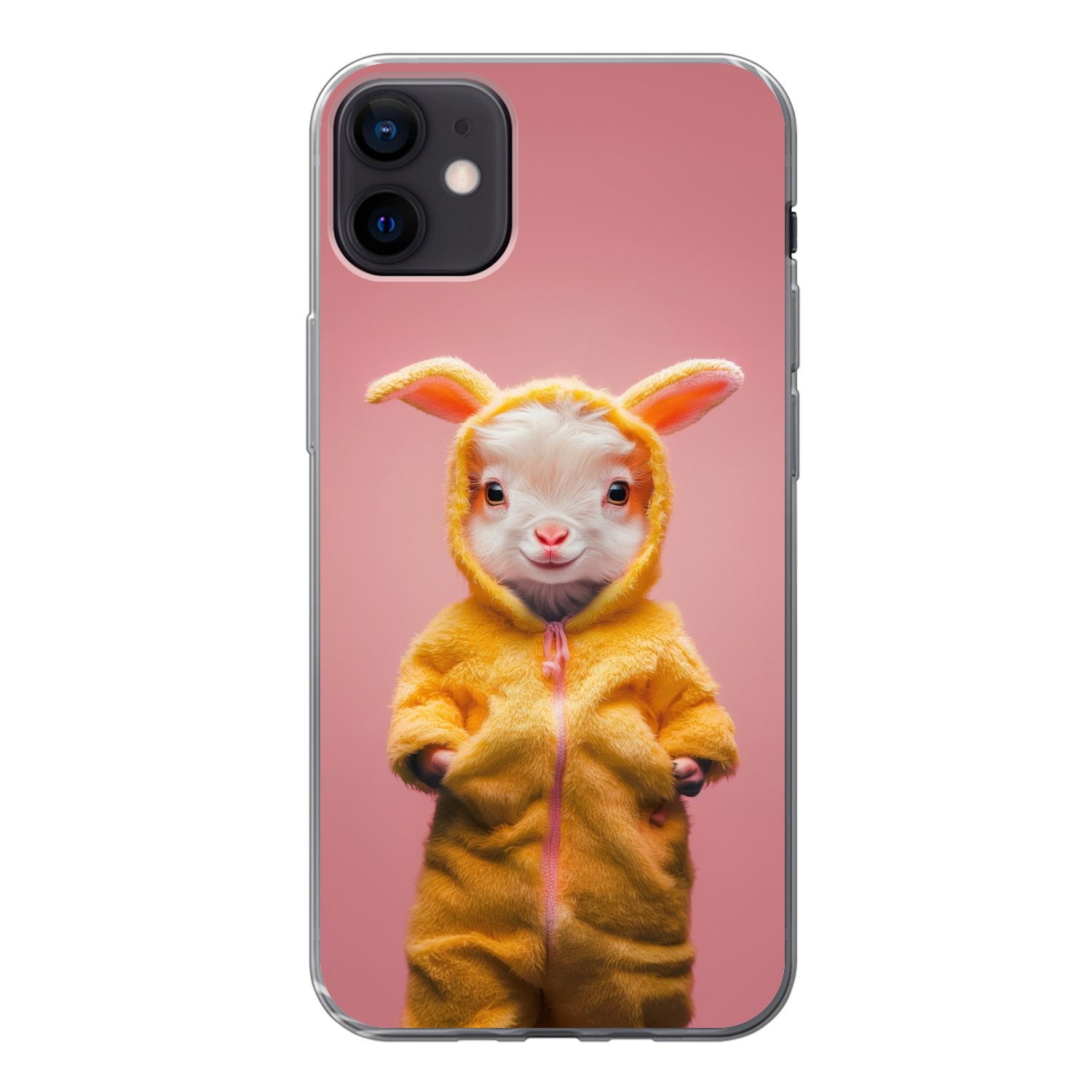 MuchoWow Handyhülle für Apple iPhone 12 Mini Kostüm - Ziege - Osterhase, Smartphone-Bumper, Print, Handy Schutzhülle Dünn