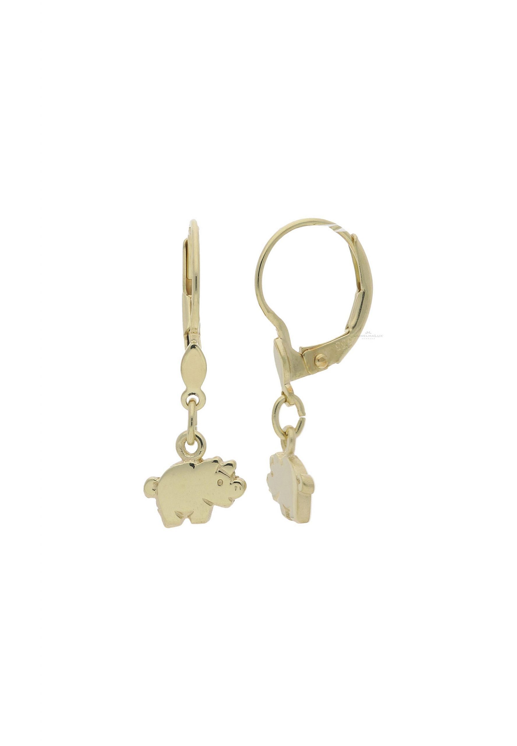 (2-tlg), Paar mm Mädchen Ohrhänger Gold Schwein JuwelmaLux inkl. Ohrhänger Kinderohrringe Schmuckschachtel Ohrhänger Gold 24,1 333/000,