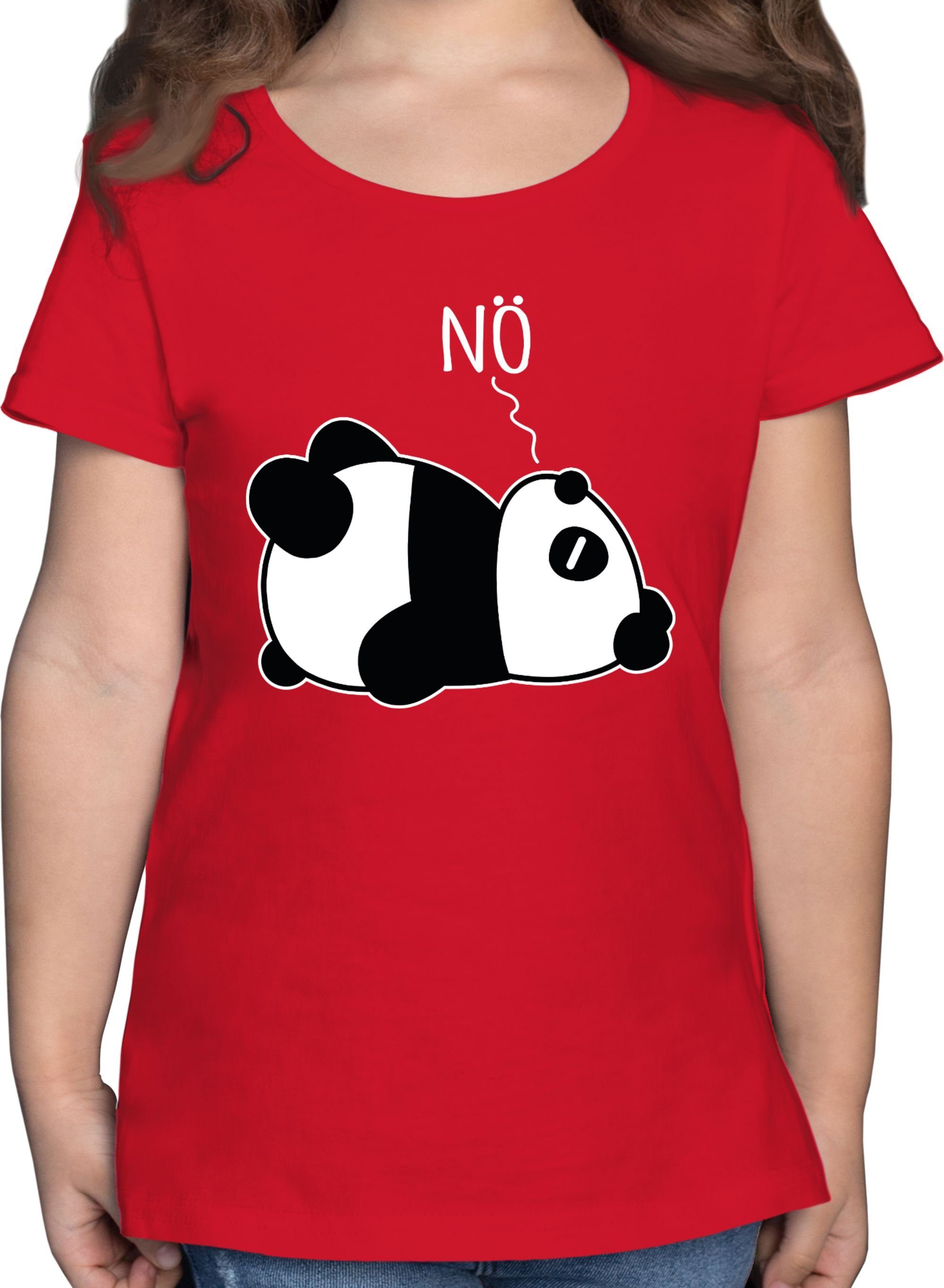 Shirtracer T-Shirt Nö - Panda - weiß Statement Sprüche Kinder 3 Rot