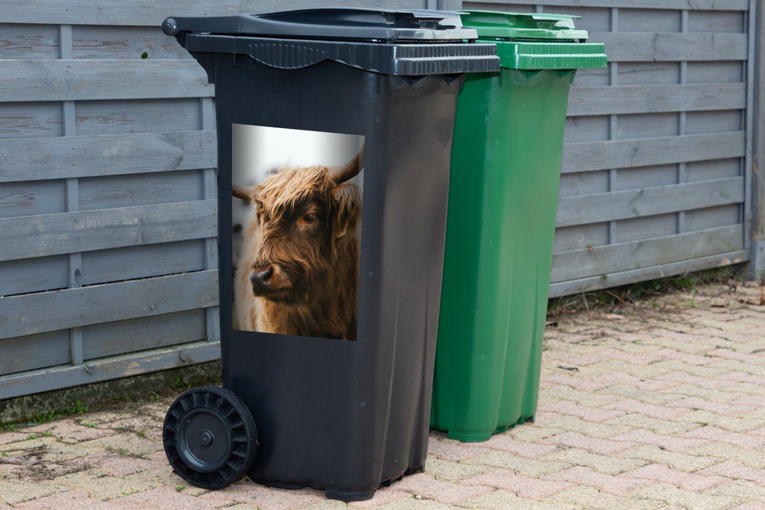 - MuchoWow St), (1 Hörner Mülleimer-aufkleber, Schottischer - Abfalbehälter Sticker, Mülltonne, Tiere Wandsticker Container, Highlander