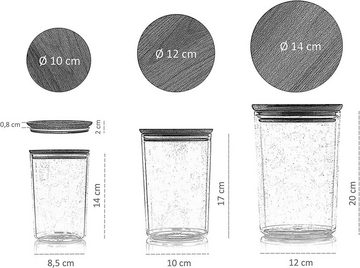 Lashuma Aufbewahrungsdose (Set, 3 St), Vorratsbehälter weiß 0,9 Liter - 1,5 Liter - 2,3 Liter mit Deckel