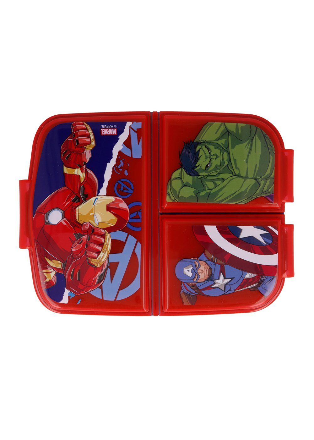 Haushalt Lebensmittelaufbewahrung The AVENGERS Lunchbox Captain America Hulk Iron Man Brotdose, Vesperdose mit 3 Fächern BPA-Fre