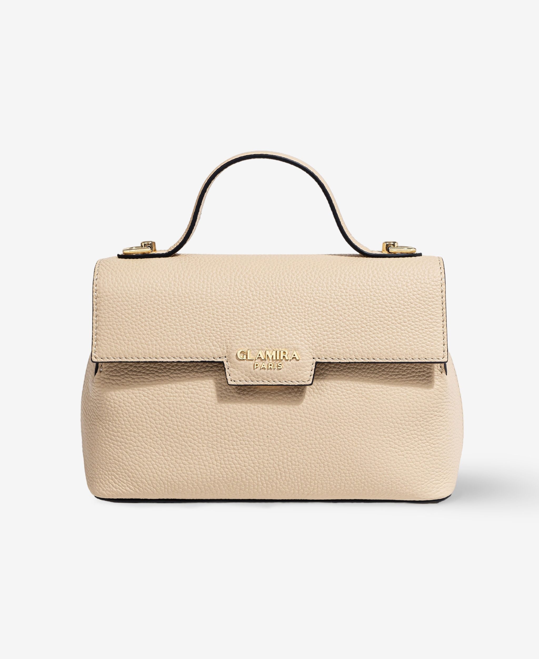 GLAMIRA Umhängetasche GoAnywhere Beige Umhängetasche (1-tlg), echt Leder, mit Tragegriff oben, abnehmbarer Schultergurt