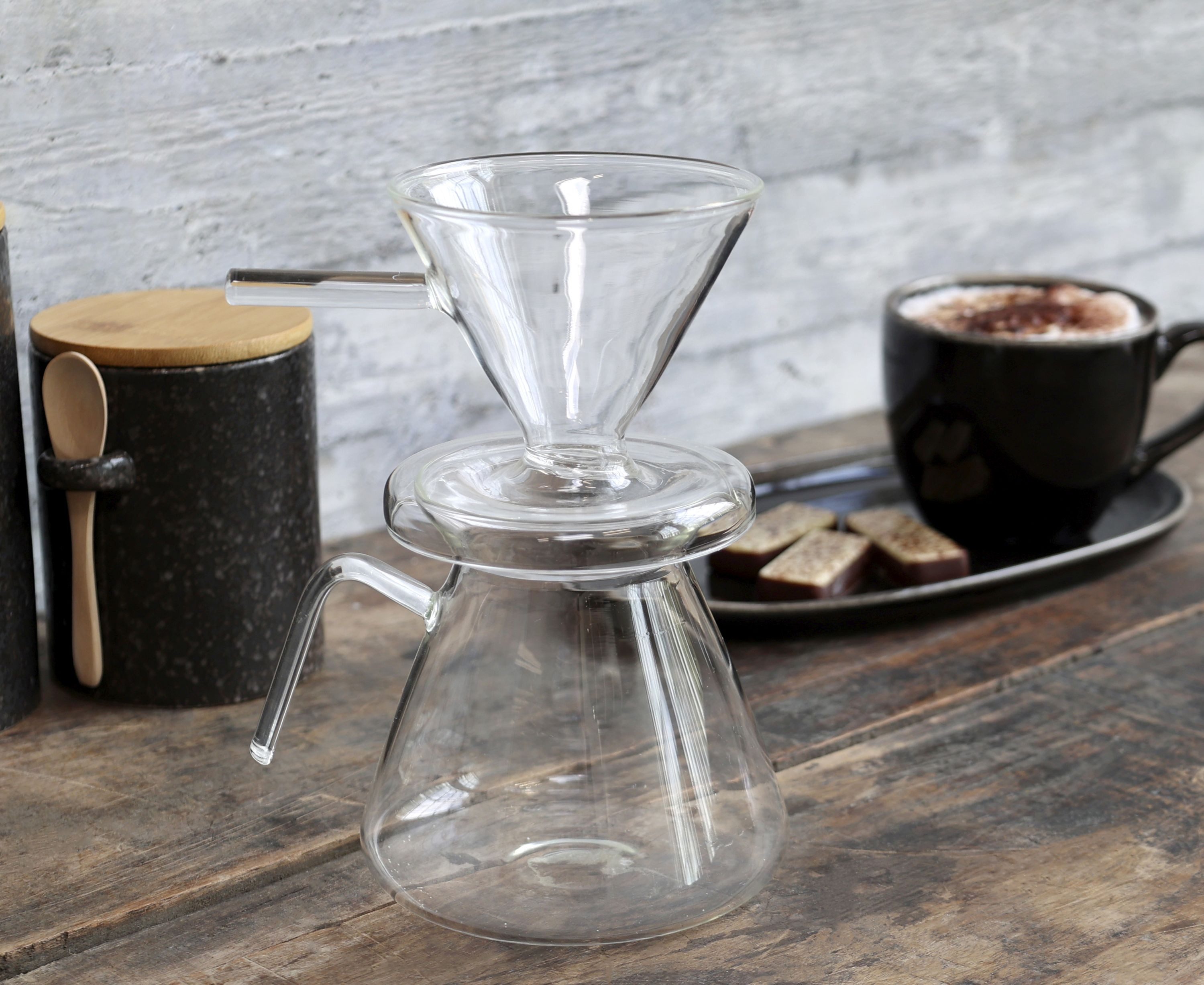 Chic Antique Kaffeekanne Chic Antique - Kaffeekanne mit Filterhalter aus Glas Kanne 600 ml