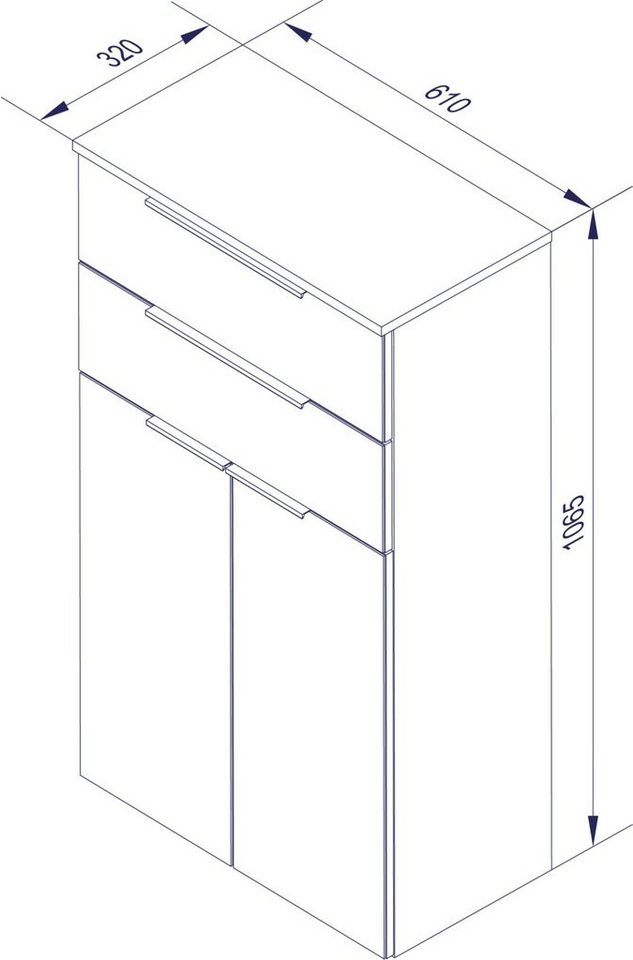 FACKELMANN Midischrank Kara Badmöbel Mehrzweckschrank, Breite 61 cm, Maße  (B x H x T): ca. 61 x 107 x 32 cm