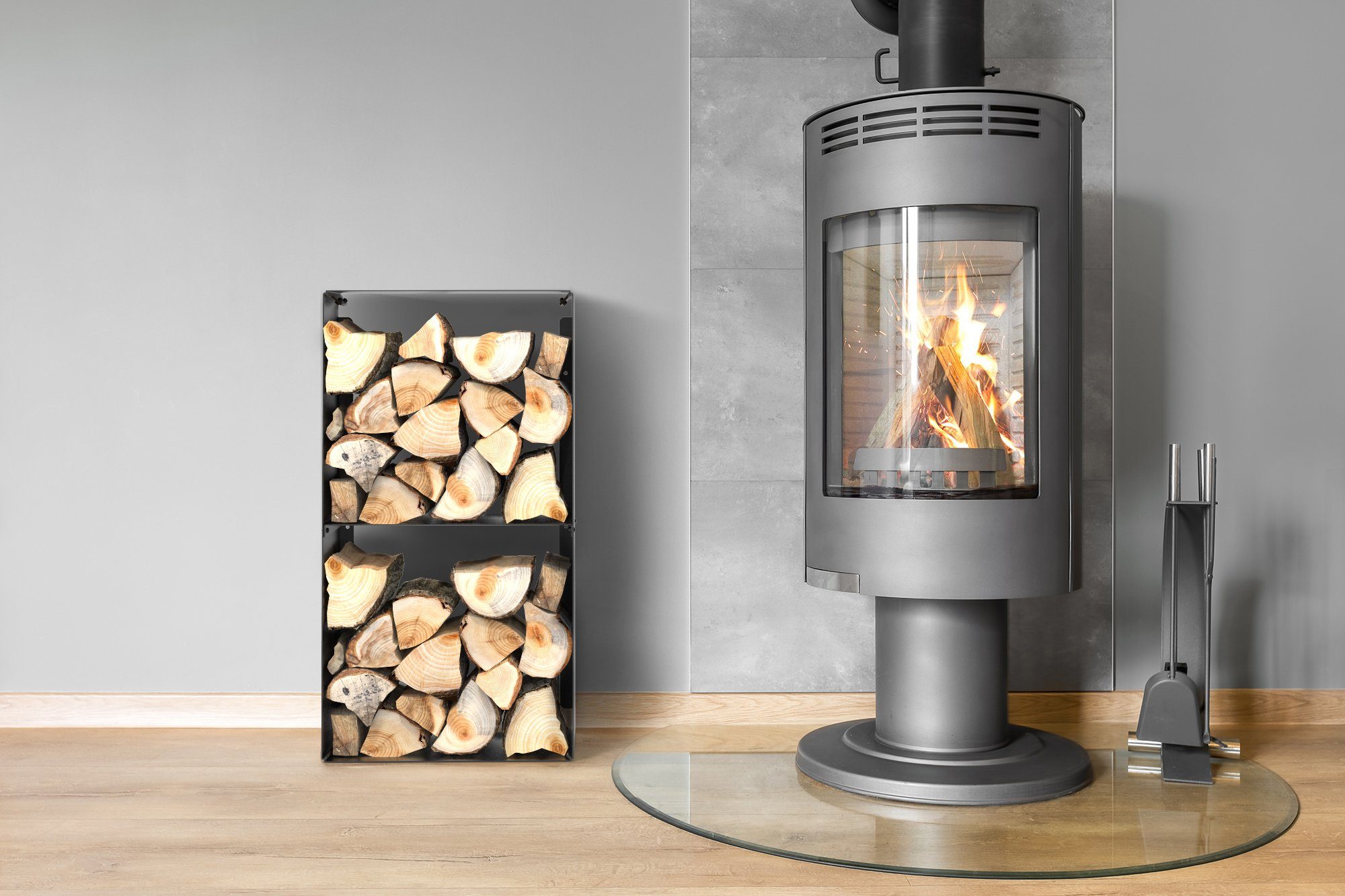 tuning-art Kaminholzregal KR10 Brennholzregal Kaminholzständer Innen Außen Pulverbeschichtet