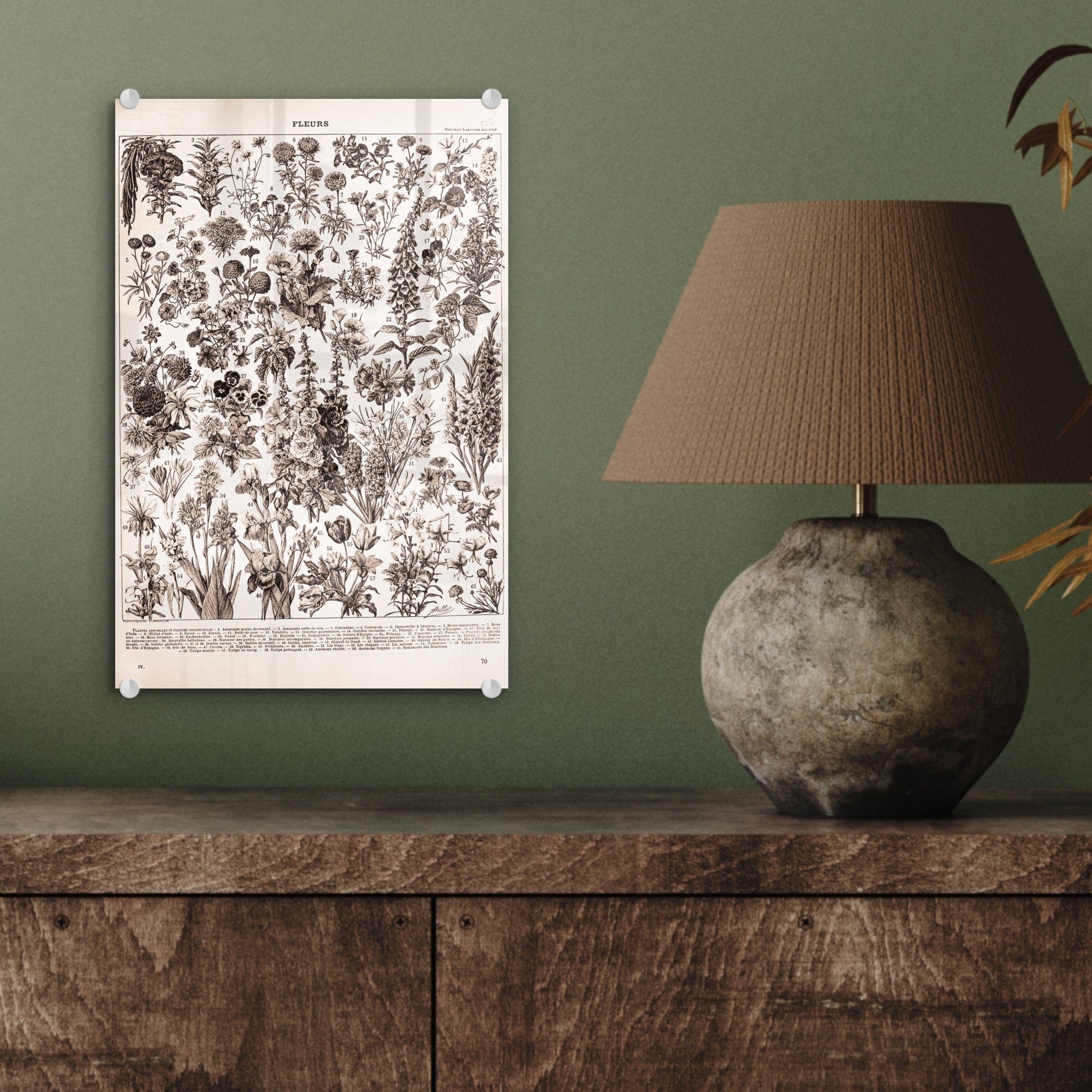 Glas - auf (1 Weiß, Glasbilder Bilder - St), Blumen - Pflanzen Schwarz - - MuchoWow Glas - Foto Acrylglasbild auf Wanddekoration Wandbild