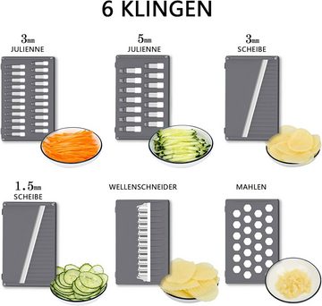 RefinedFlare Gemüseschneider Set mit 6 Gemüseschneidern mit austauschbaren Klingen