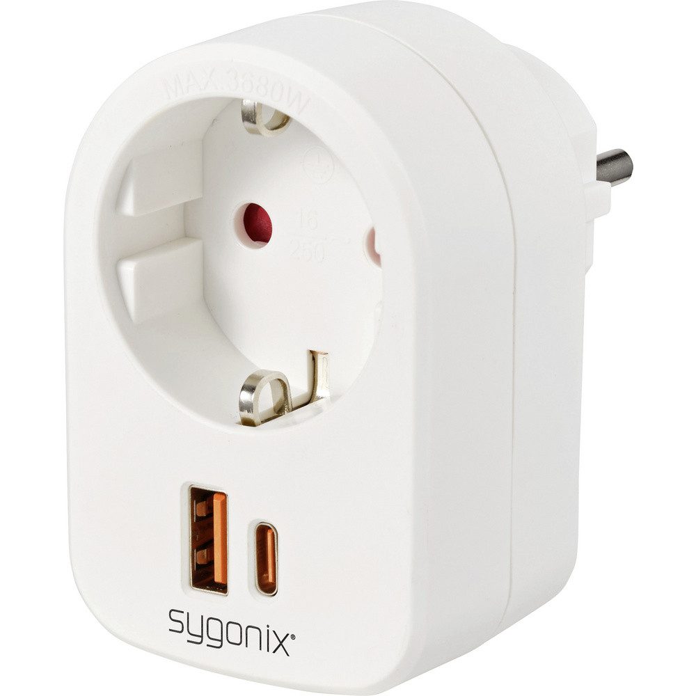 Sygonix Sygonix SY-6713236 Zwischensteckdose mit USB Weiß Mehrfachsteckdose