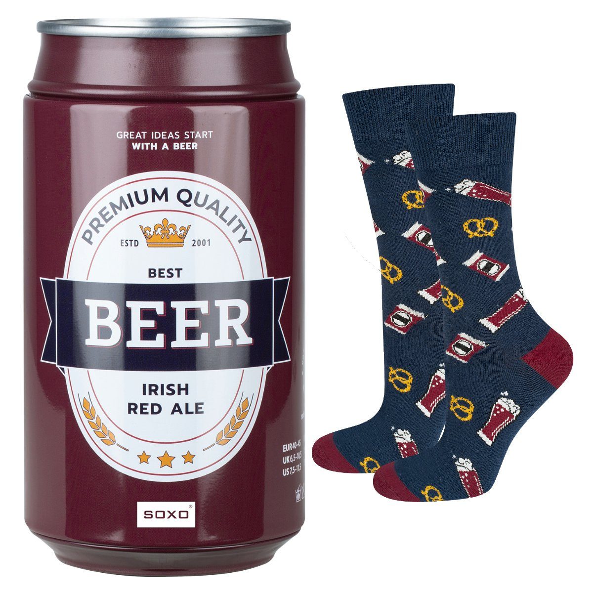 Soxo Socken Bier Geschenke Für Männer (Dose, Set) kuschelig weich Irish Red Ale