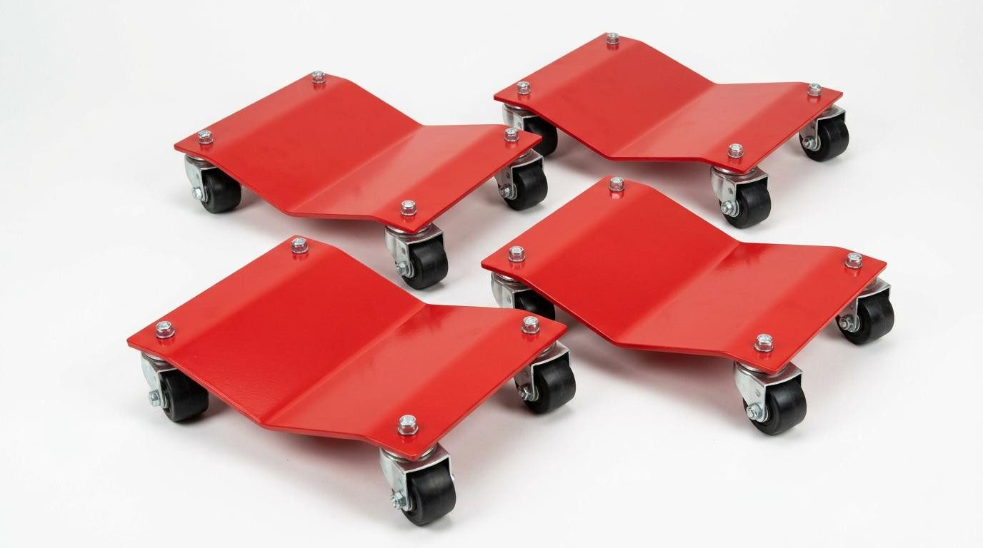 GarveeMore Wagenheber Schwerlast Rad‑Dolly Set 2/4 Stück, mit Feststellbremsen, 4-tlg., Manganstahl‑Rangierhilfe für Werkstatt‑ & Garagen‑Fahrzeugtransport