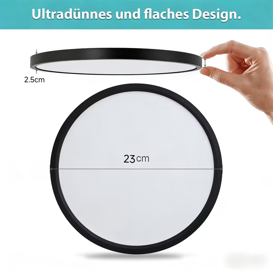 JDONG LED Deckenleuchte Flach Rund Ø23CM/30CM/40CM/50CM Deckenlampe, Rund Flach, 4000K Neutralweiß, Lamp für Wohnzimmer Schlafzimmer Küche Balkon Büro Flur – Bild 5 von 5
