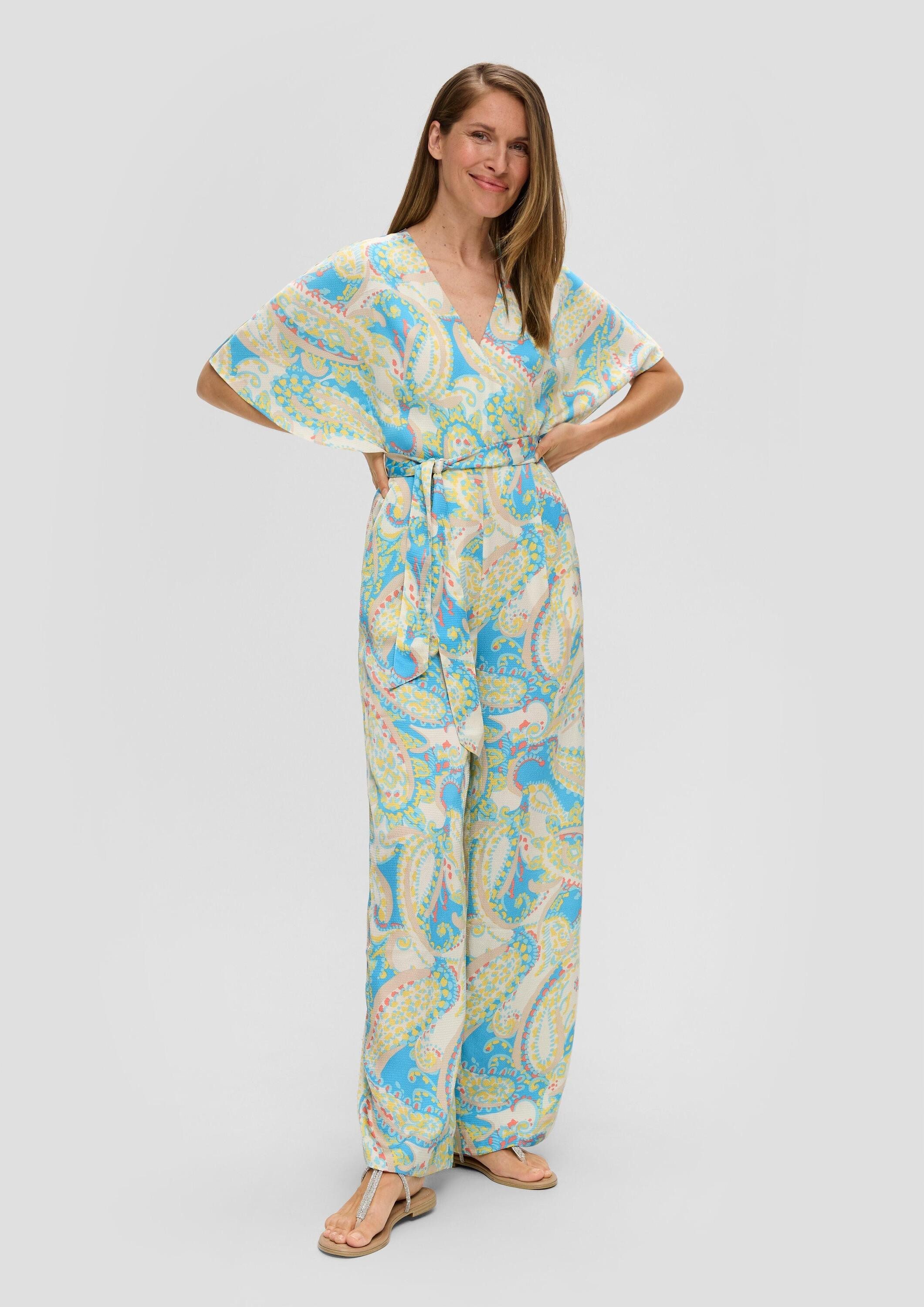 s.Oliver Jumpsuit Overall Satin-Jumpsuit mit weitem Bein