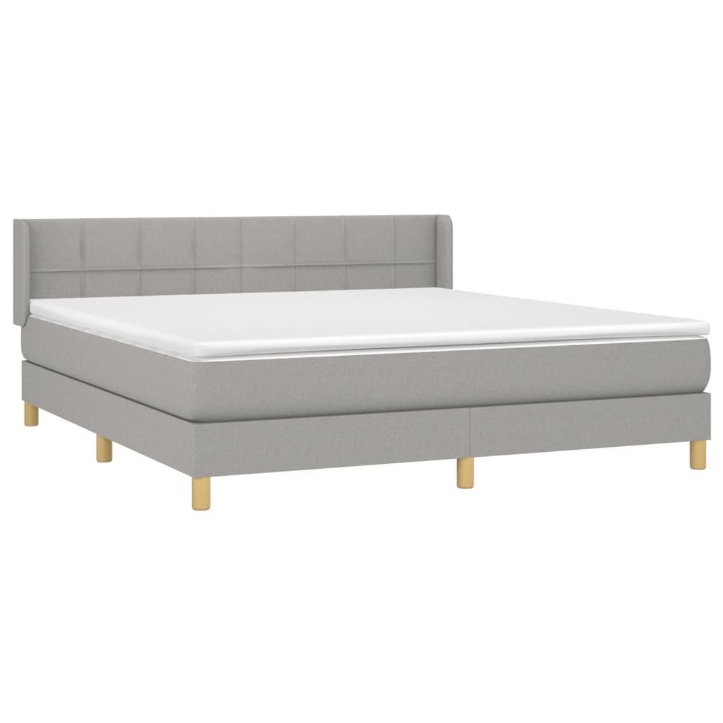 Bett Boxspringbett mit Matratze Hellgrau 160x200 cm Stoff