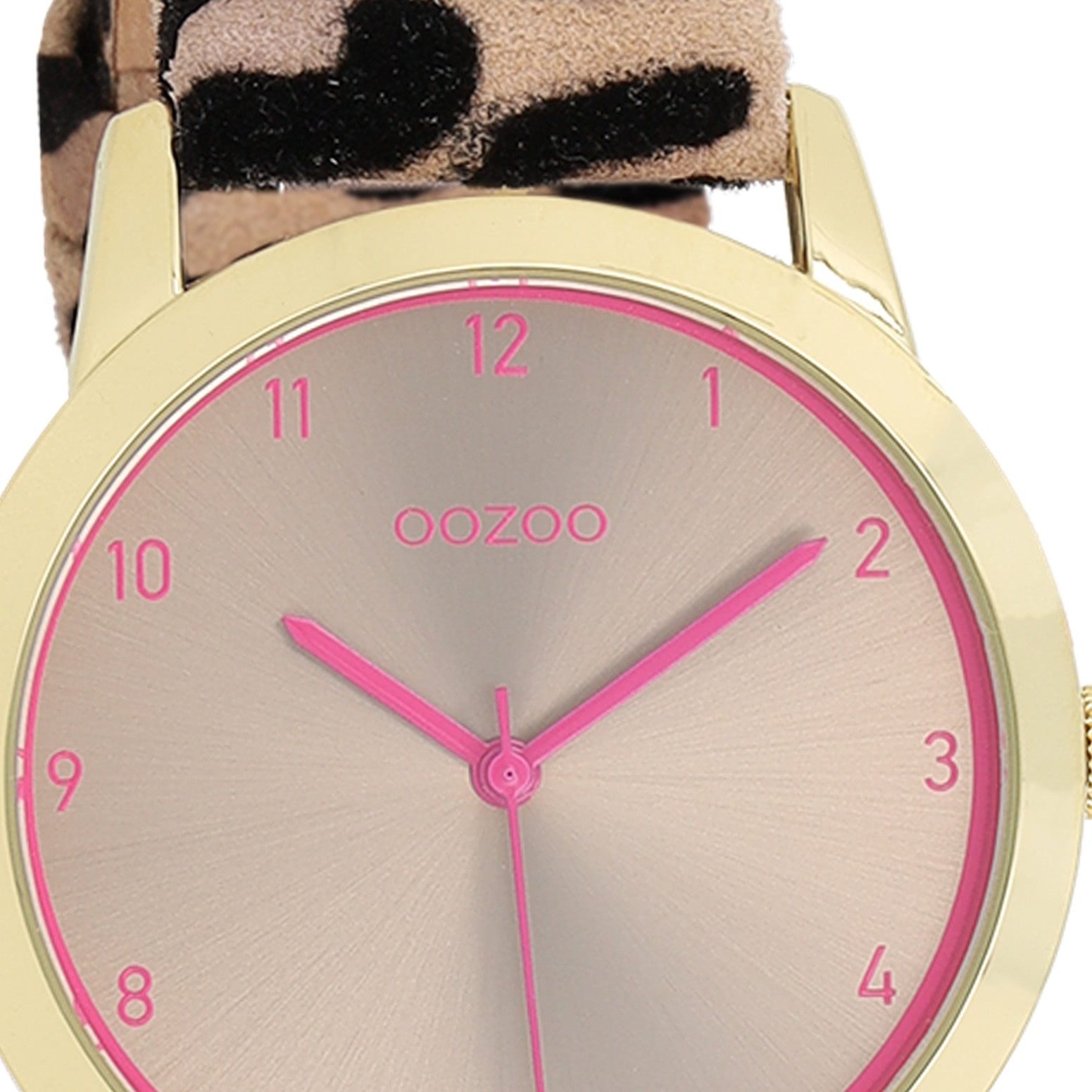 OOZOO Quarzuhr Oozoo Damen Armbanduhr beige schwarz, (Analoguhr), Damenuhr rund, mittel (ca. 38mm) Lederarmband, Casual-Style