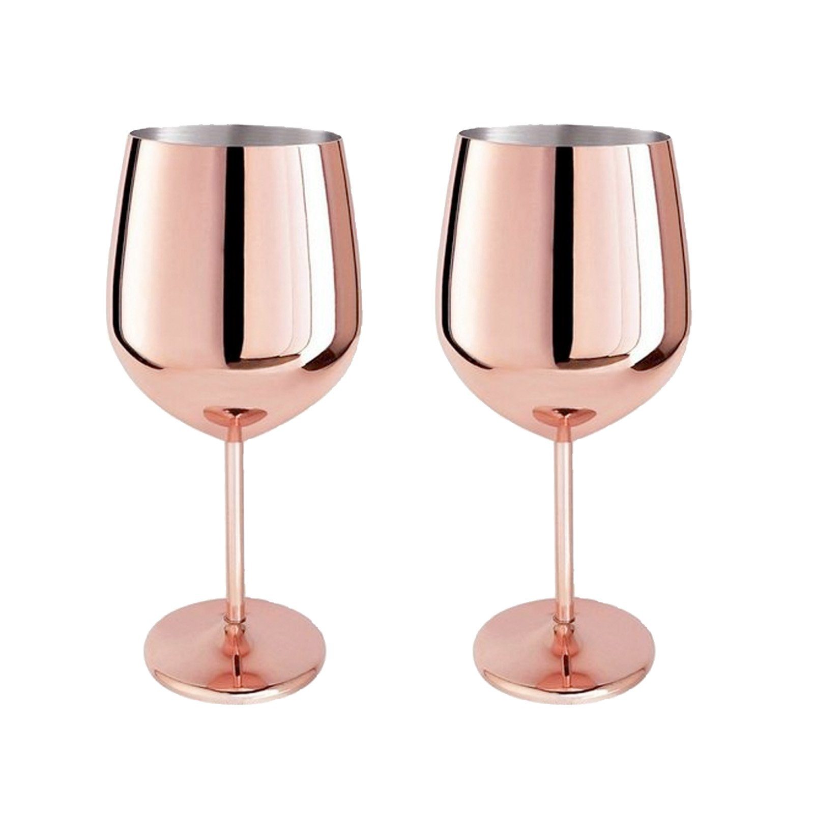 HAC24 Weinglas Weinbecher Weinkelch Rotweinglas Weißweinglas, 2-tlg., Edelstahl, Kupferfarben 400 ml
