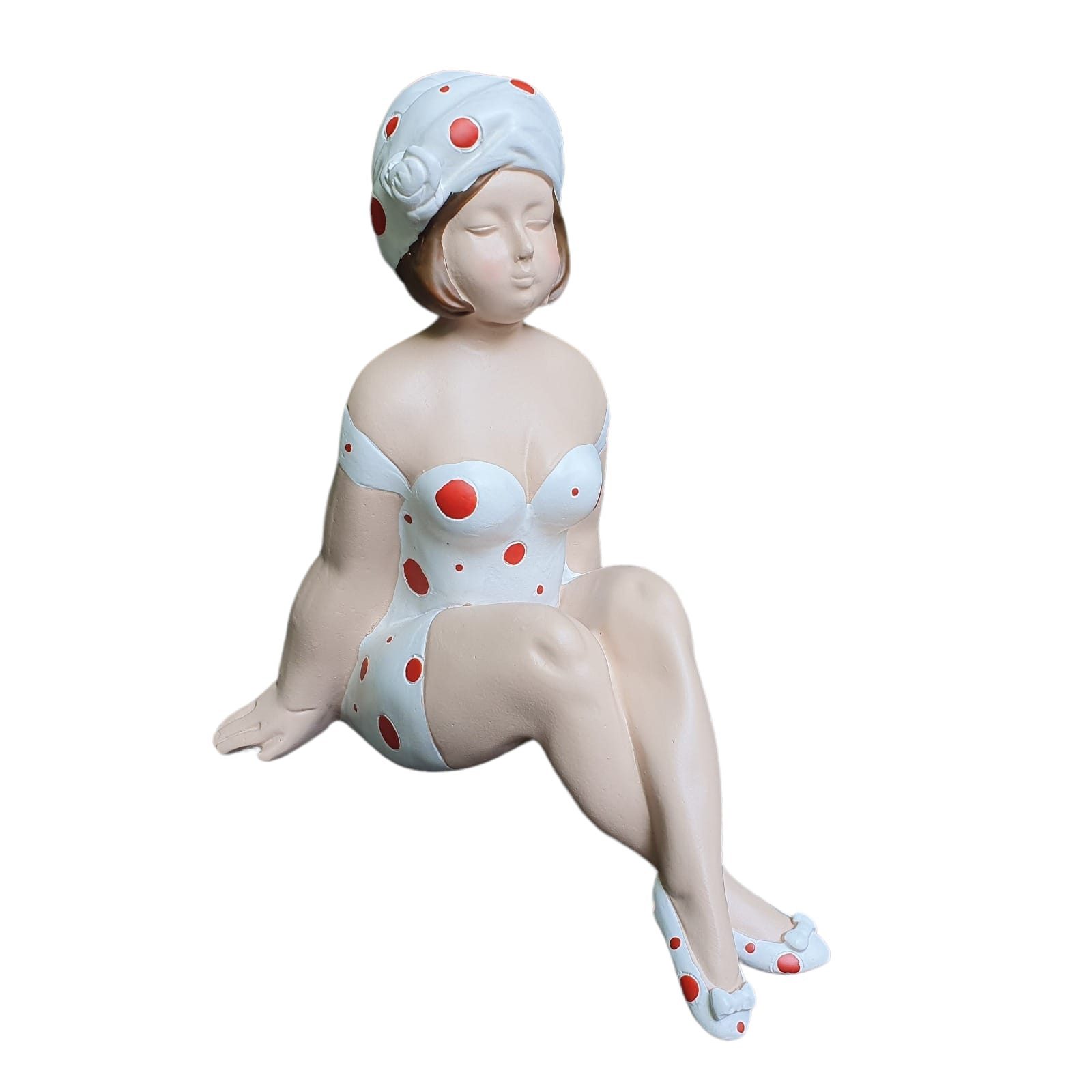 Aspinaworld Gartenfigur Sitzende Badenixe Figur 21 cm weiß, Figur für den Garten