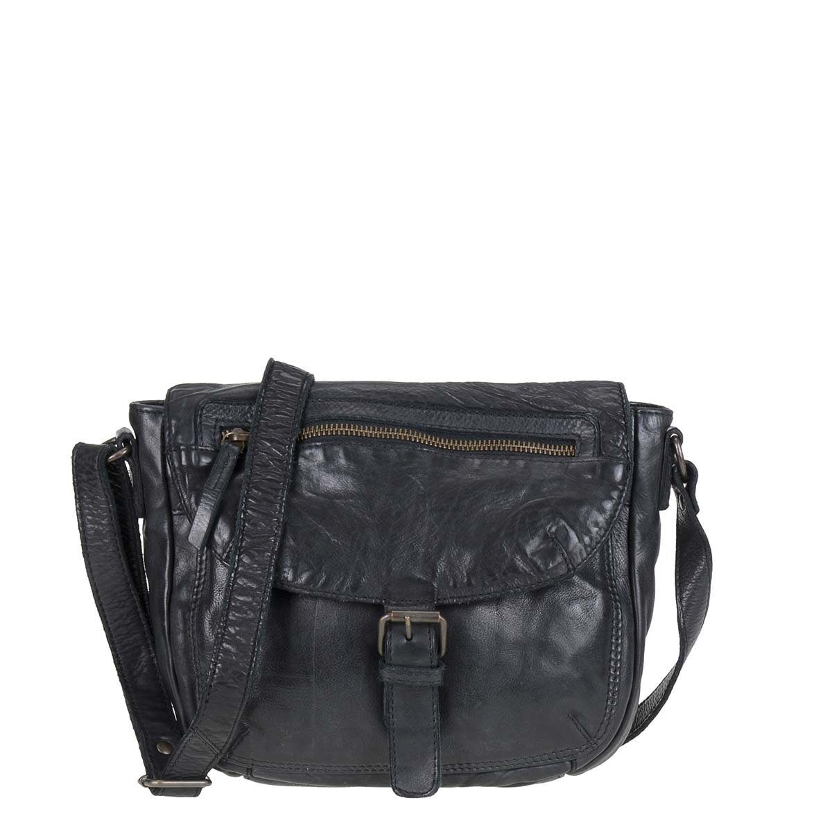 Bear Design Umhängetasche "Mattea" Cow Lavato Leder, Handtasche, Schultertasche 28x21cm, Leder in schwarz