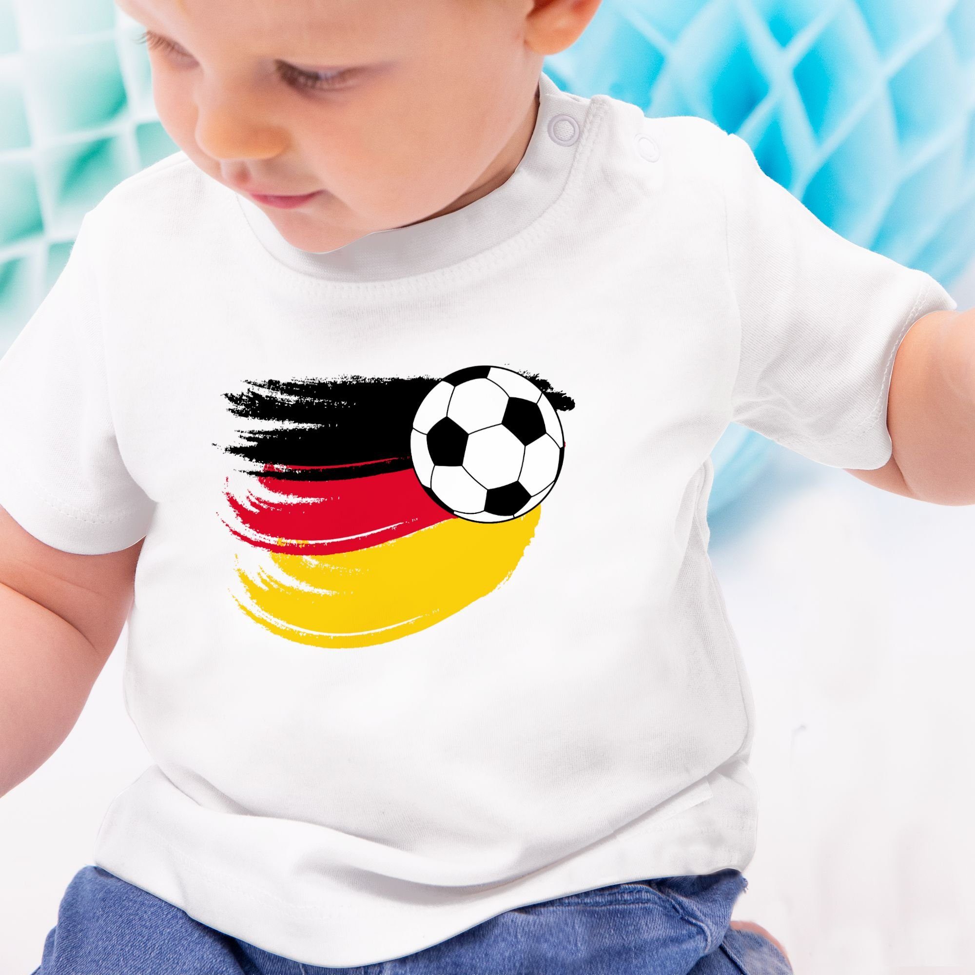 Weiß Fußball 2024 Shirtracer EM 1 Fussball Baby Deutschland T-Shirt