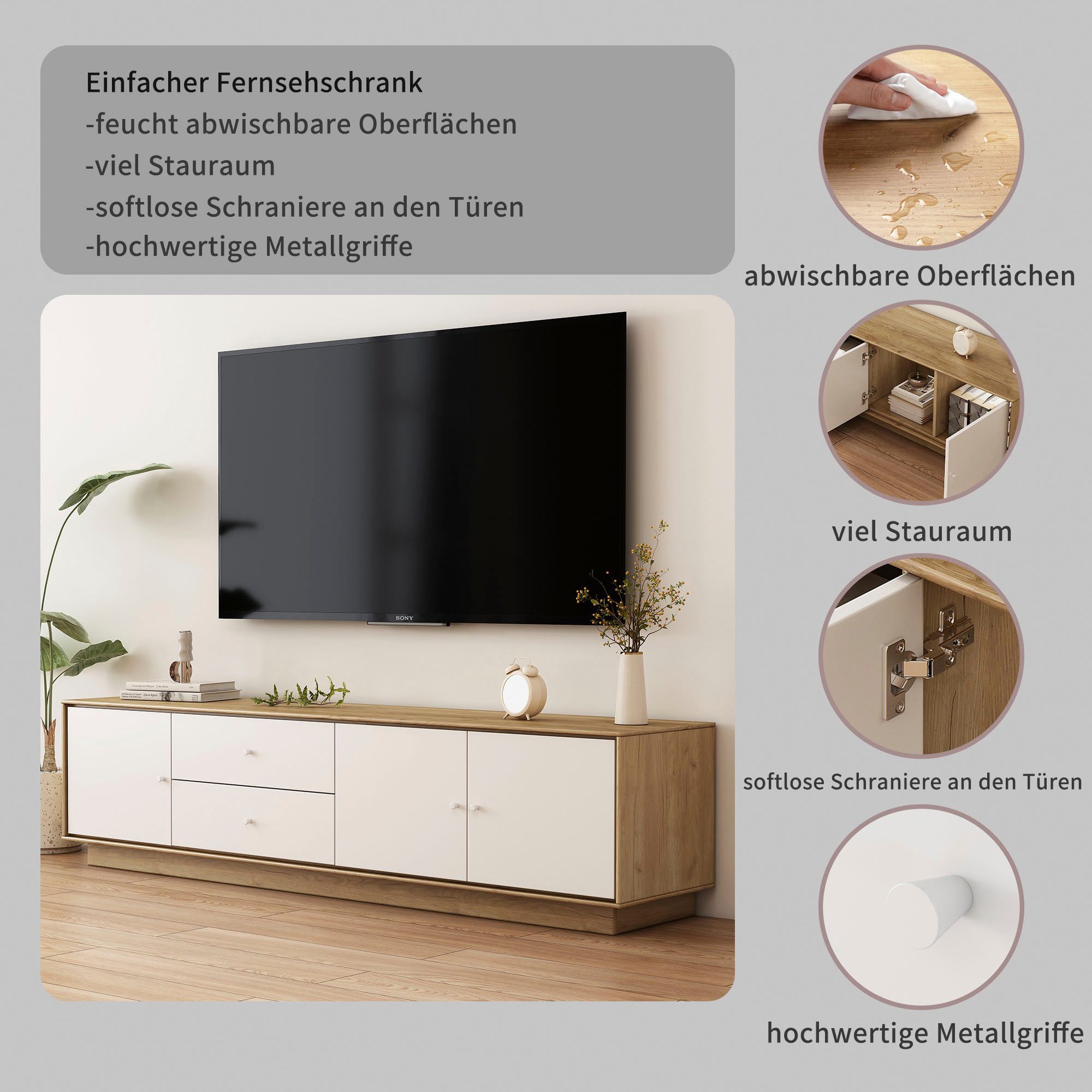 OTTO home TV-Board Blaire, kratzfeste Melaminoberfläche, ABS-Kanten und FSC-zertifiziertem Holz