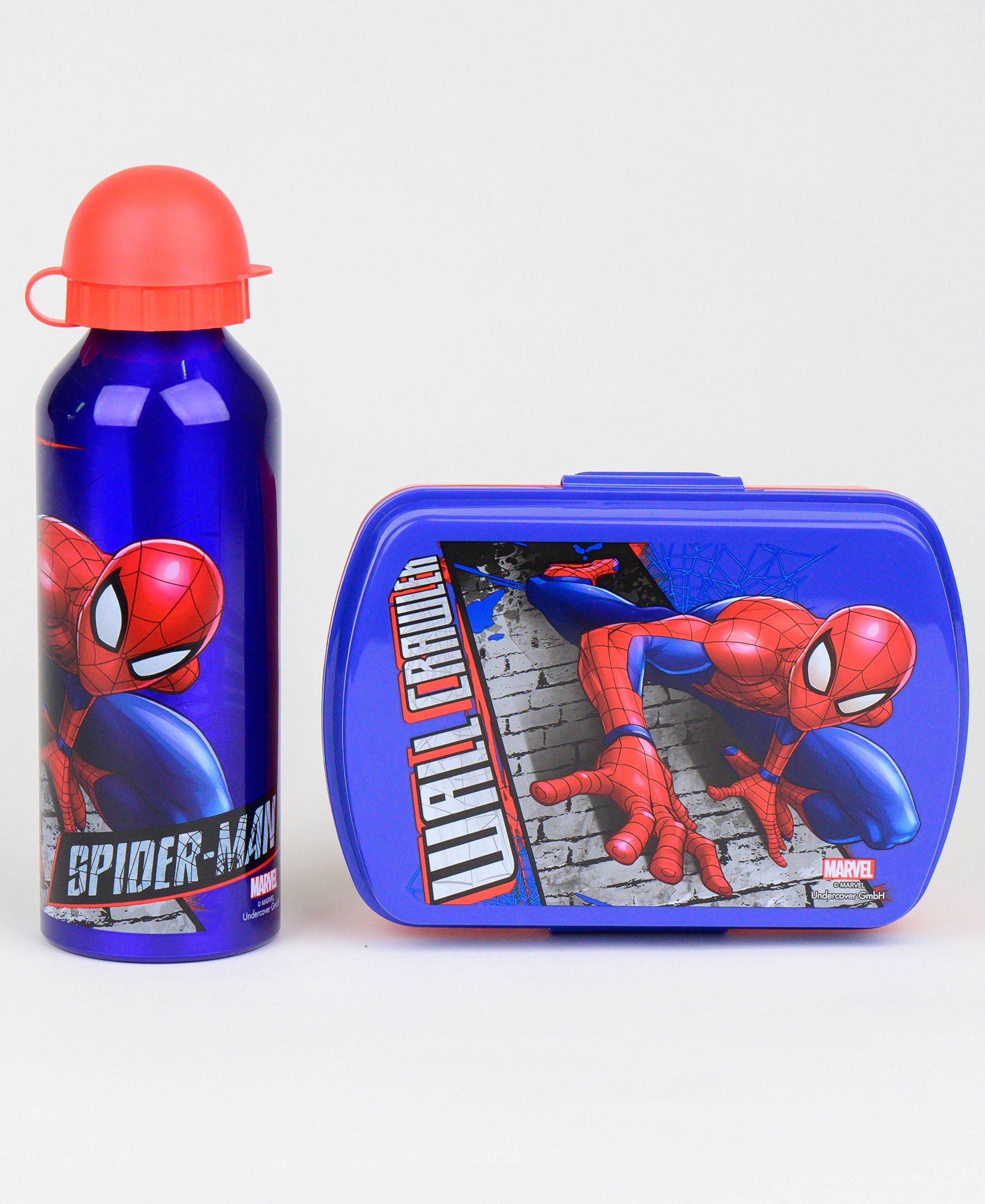 Spiderman Lunchbox Marvel, Aluminium, (2-tlg), Kinder Set Brotdose + Alu Trinkflasche 500ml