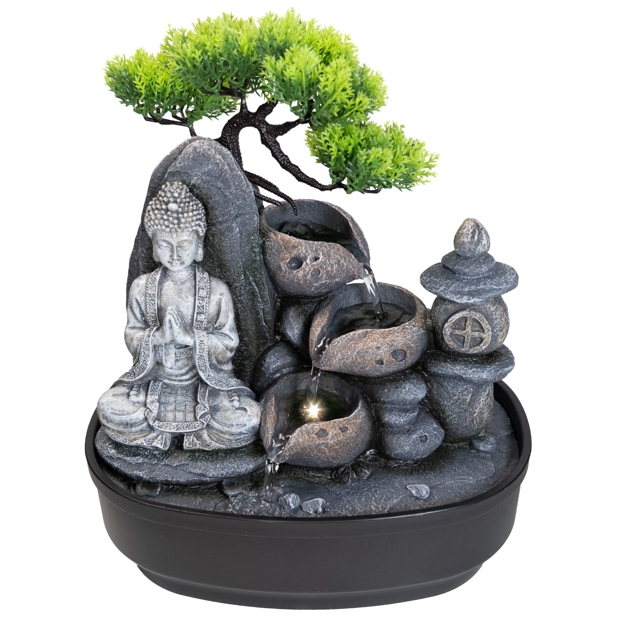 Lemodo Zimmerbrunnen Kaskadenbrunnen mit Buddha-Figur, 27 cm Breite günstig online kaufen