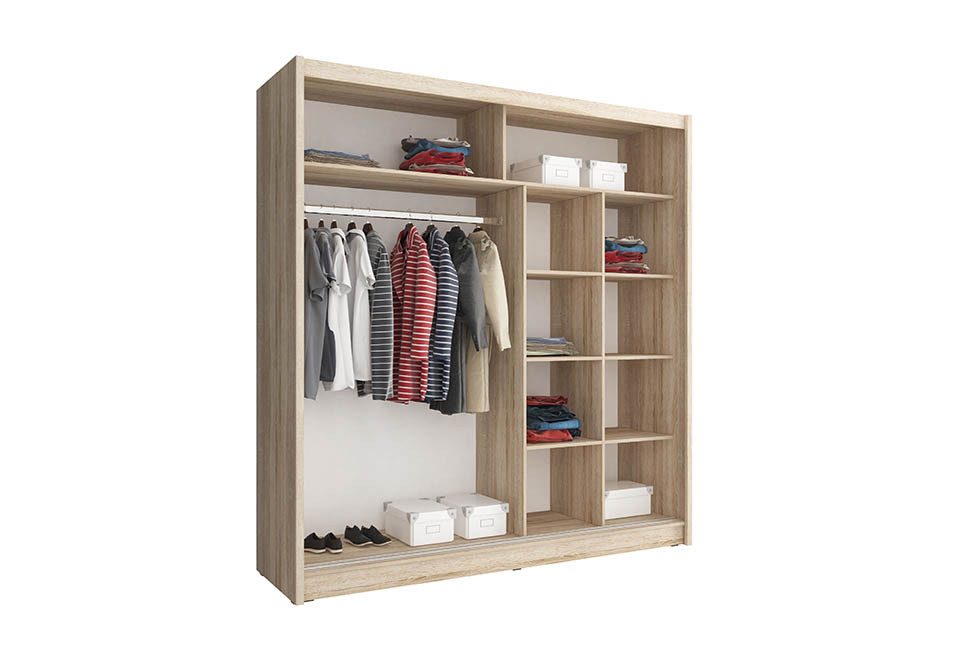 Xlmoebel Kleiderschrank Garderobenschrank mit vielseitigen Regalen und Kleiderstangen (Kleiderschrank MAJA I 200) Hergestellt in Europa