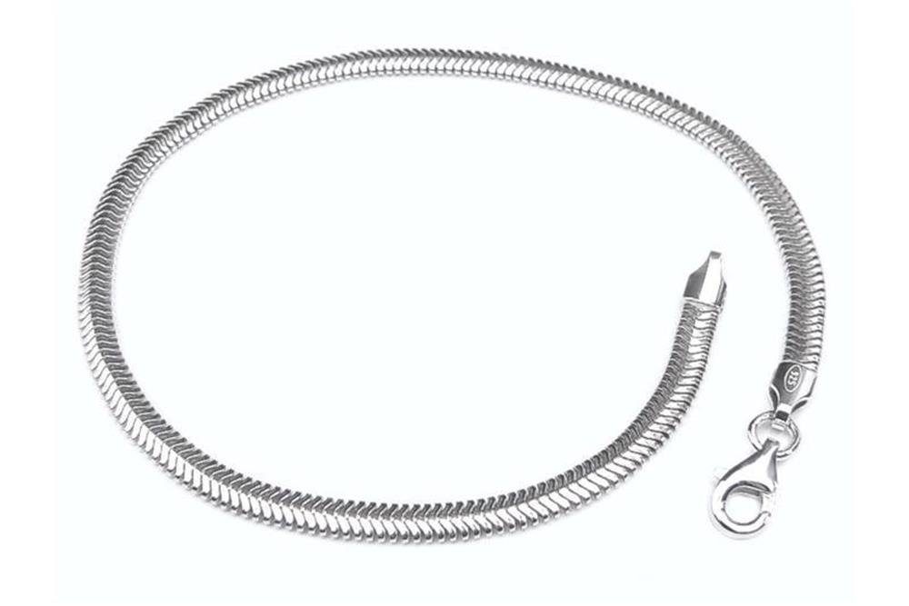 Silberkettenstore Silberarmband Schlangenkette Armband, oval 3,5mm - 925 Silber, Länge wählbar
