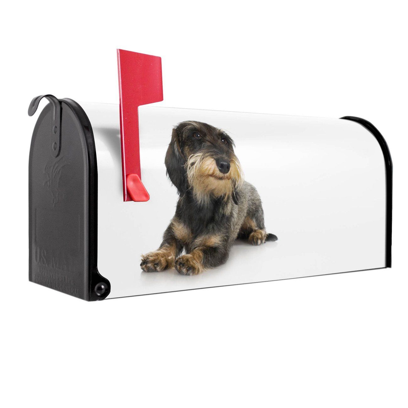 banjado Amerikanischer Briefkasten Mailbox Dackel (Amerikanischer Briefkasten, original aus Mississippi USA), 22 x 17 x 51 cm schwarz