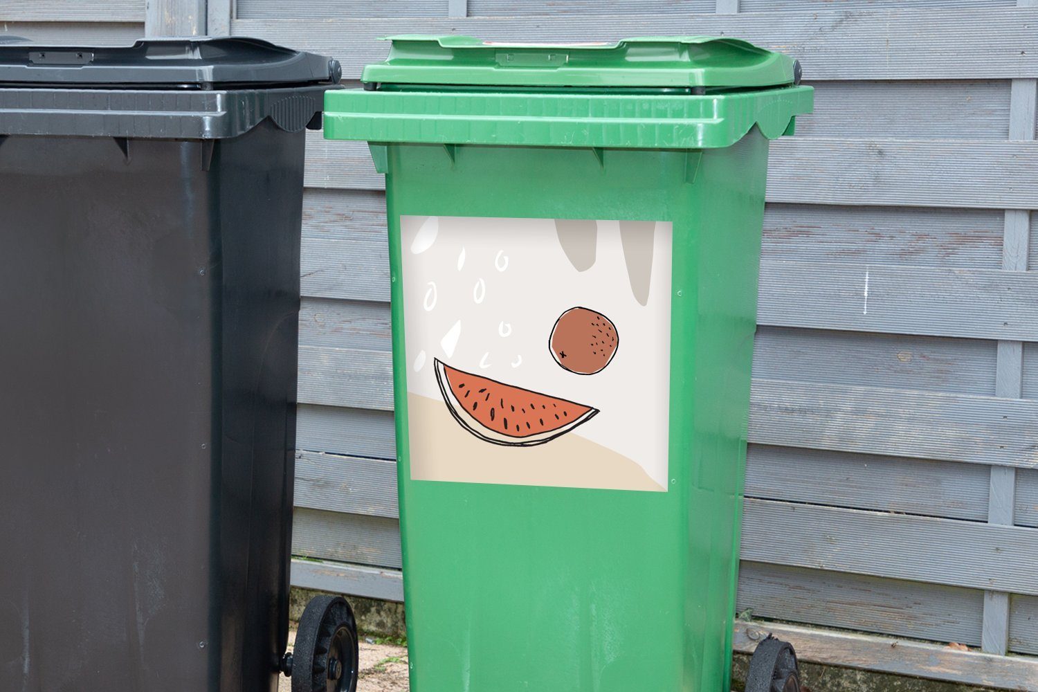 MuchoWow Wandsticker Sommer - Melone Mülleimer-aufkleber, Container, - St), Abfalbehälter (1 Kokosnuss Mülltonne, Sticker
