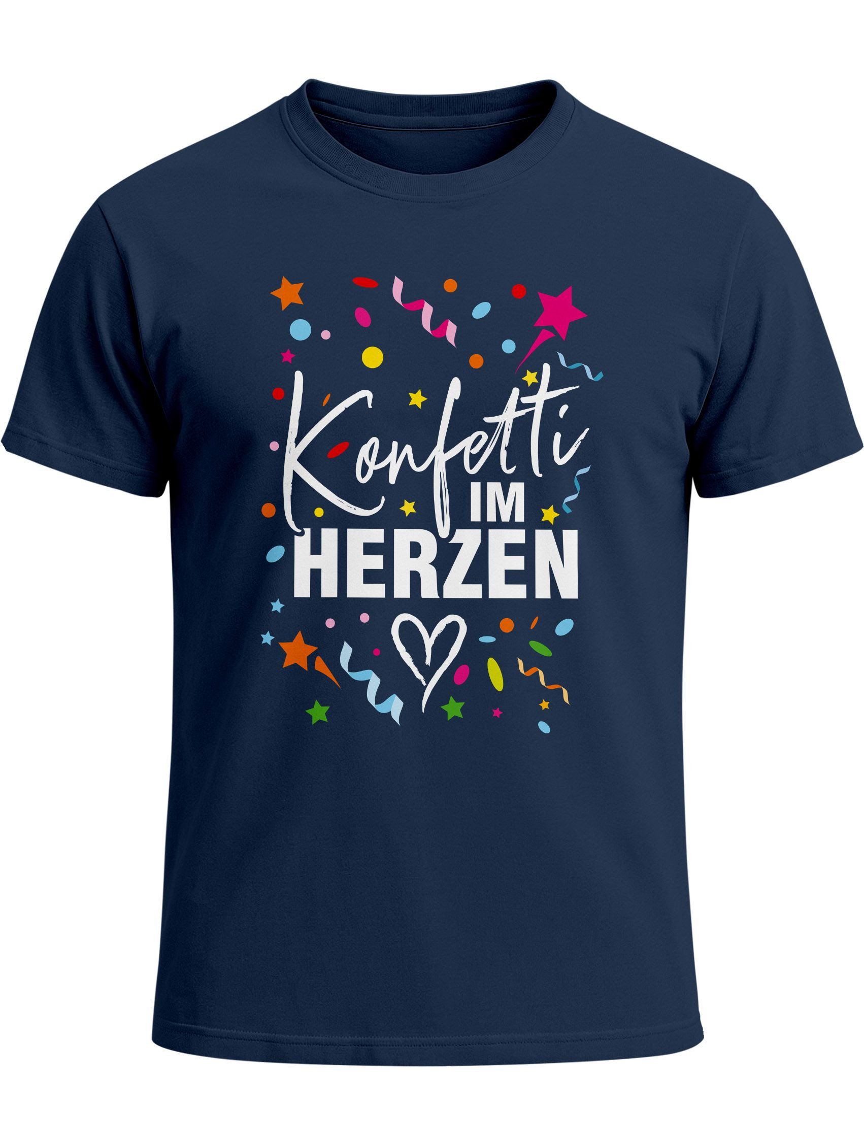 Print-Shirt Herren T-Shirt Fasching Karneval Konfetti im Herzen Kostüm-Ersatz