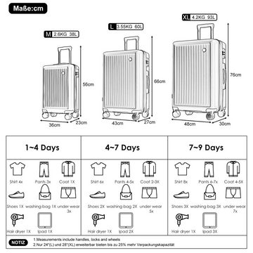 REDOM Kofferset Trolleyset Reisekoffer, 4 Rollen, (Hartschalentrolley Set Rollkoffer, TSA Zollschloss)