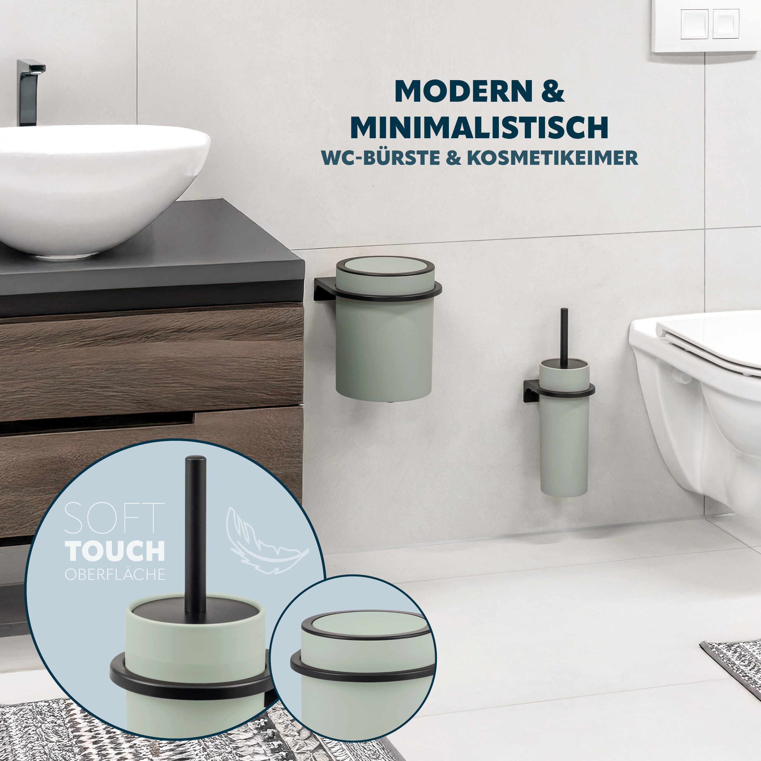bremermann Badaccessoire-Set 2tlg. Bad-Set SAVONA Softtouch inkl. Wandhalterung, 2 tlg.