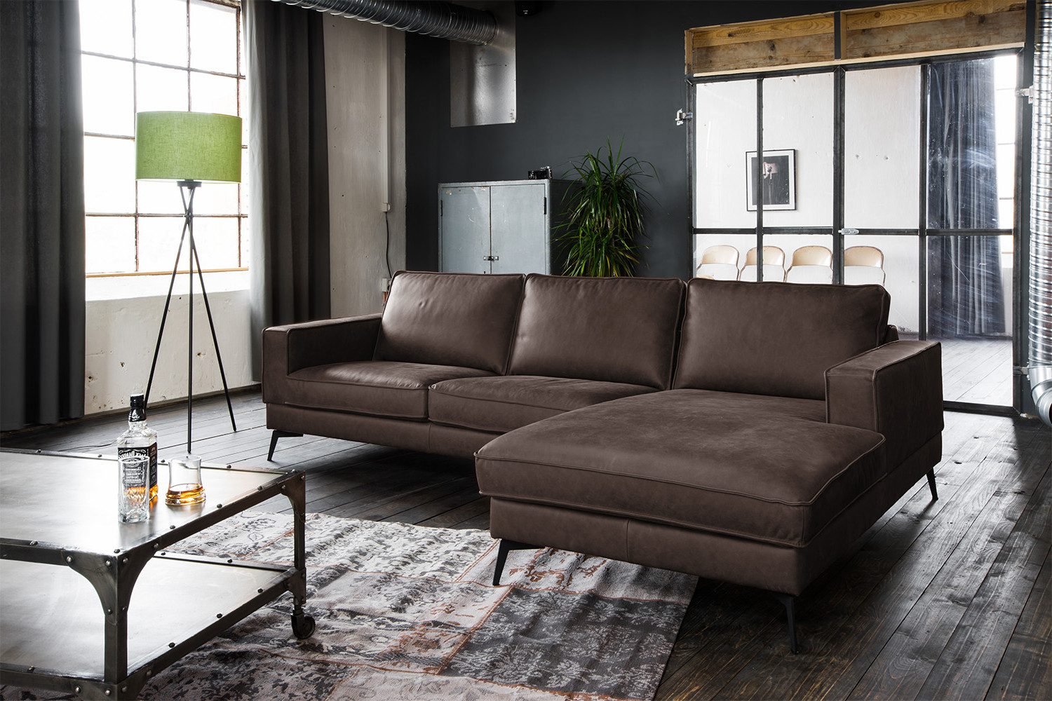 KAWOLA Ecksofa BLOOM, Couch L-Form rechts oder links Leder verschiedene Farben 276x177 cm