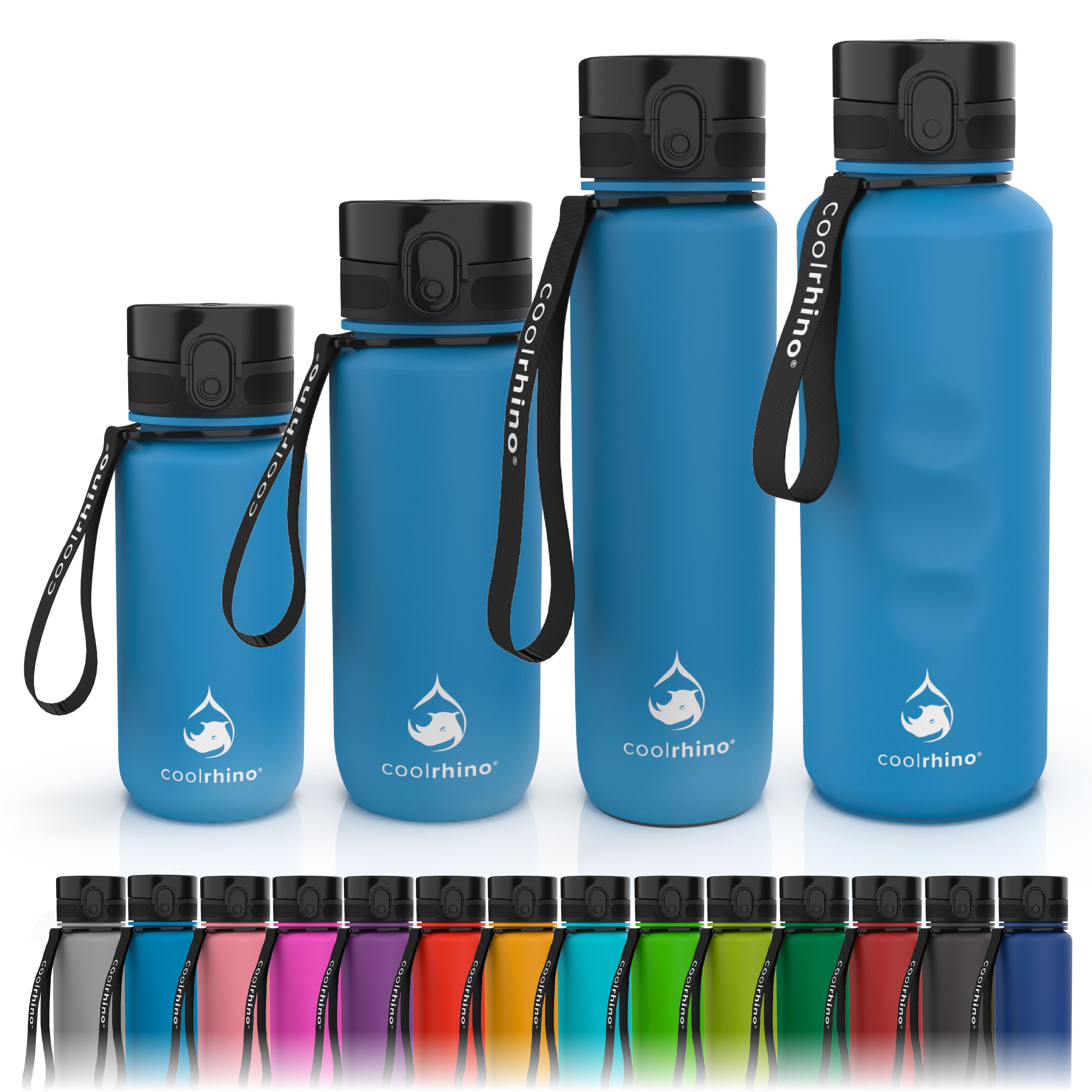 coolrhino Trinkflasche rhinoSport Tritan Sportflasche 350 ml, 650 ml, 1 liter, 1,5 l, Wasserflasche auslaufsicher für Sport, Outdoor, Schule und Fahrrad