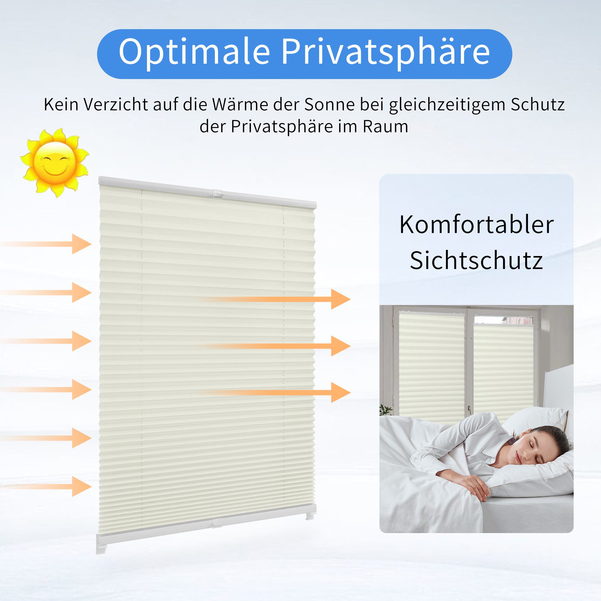 OUBO Plissee Faltrollo Ohne Bohren, Klemmträger,Easyfix, Lichtschutz, versp günstig online kaufen
