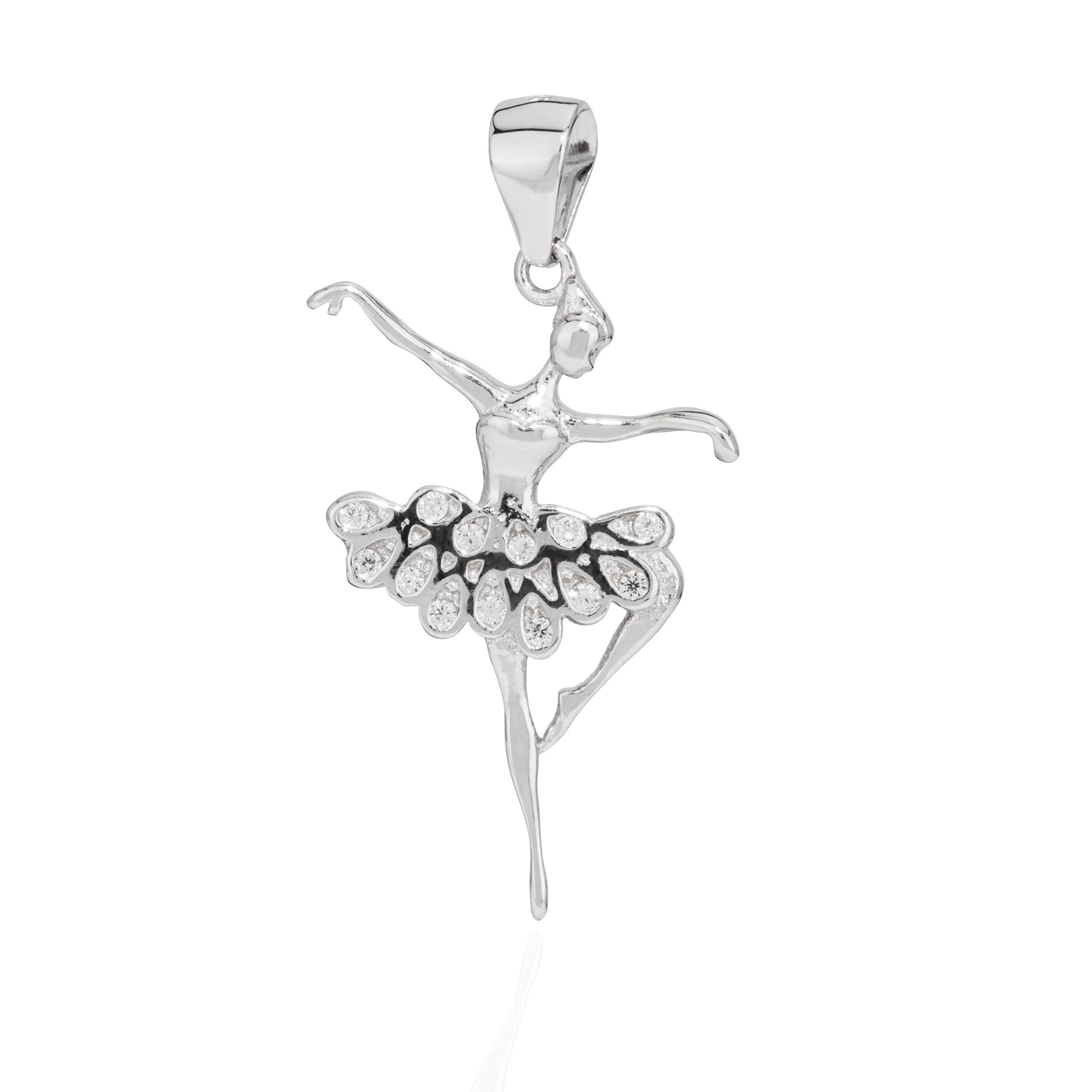 NKlaus Kettenanhänger Kettenanhänger Ballerina 925 rhodiniert 25x17mm Tänzer, Silber