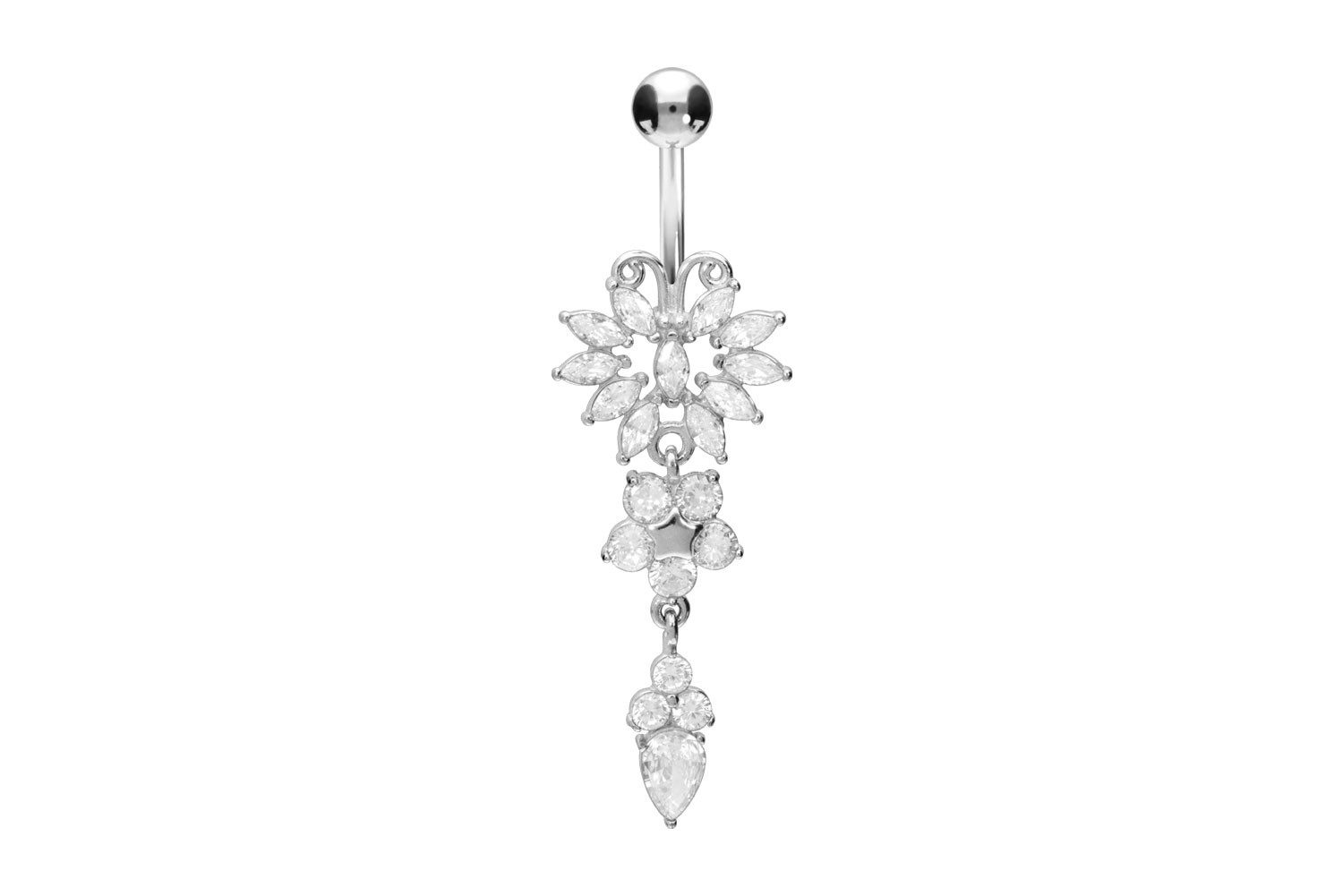 PIERCINGLINE Bauchnabelpiercing Chirurgenstahl Bananabell SCHMETTERLING + BLUME (Bananabells, 1-tlg)