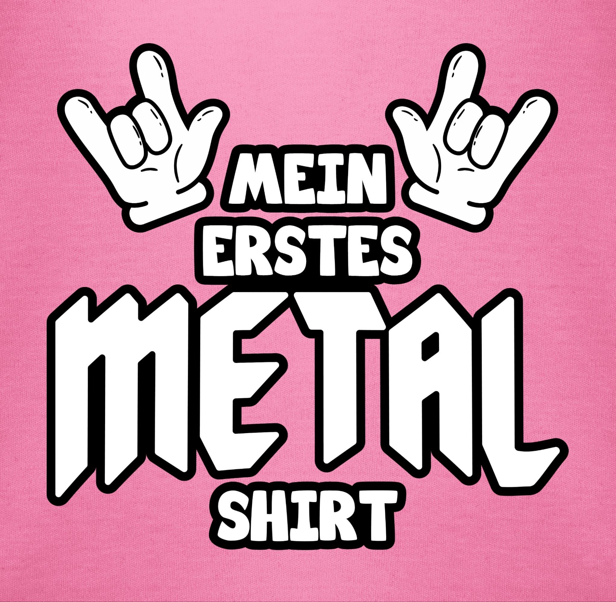 Shirtracer Shirtbody Mein erstes Shirt Comic 2 Sprüche Pink Baby Metal