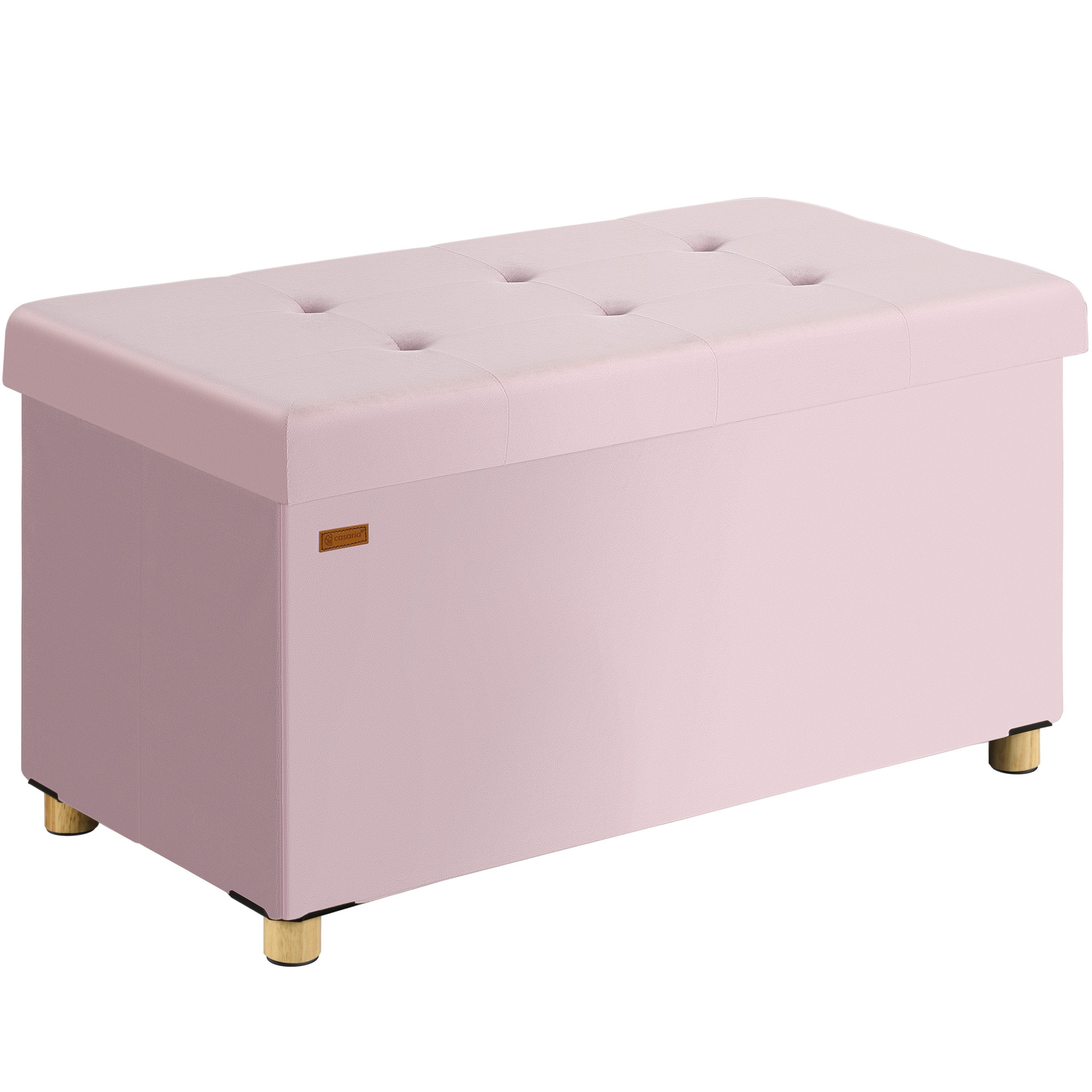 Casaria Sitzbank, Samt Rosa Faltbar mit Holzfüßen 76x38cm 300kg Belastbarkeit Flur